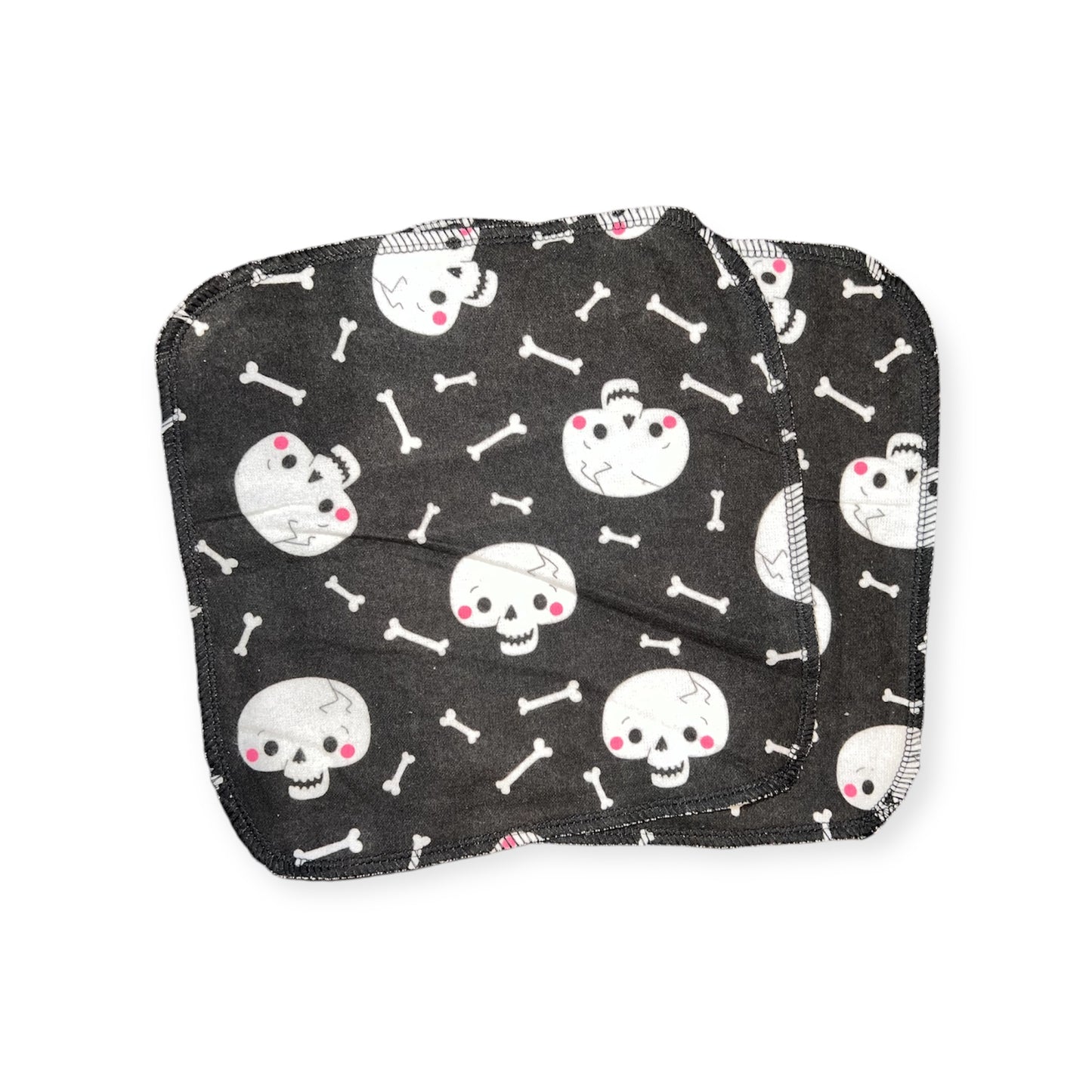 Happy Skulls 9x9 2ply flannel cloth wipes