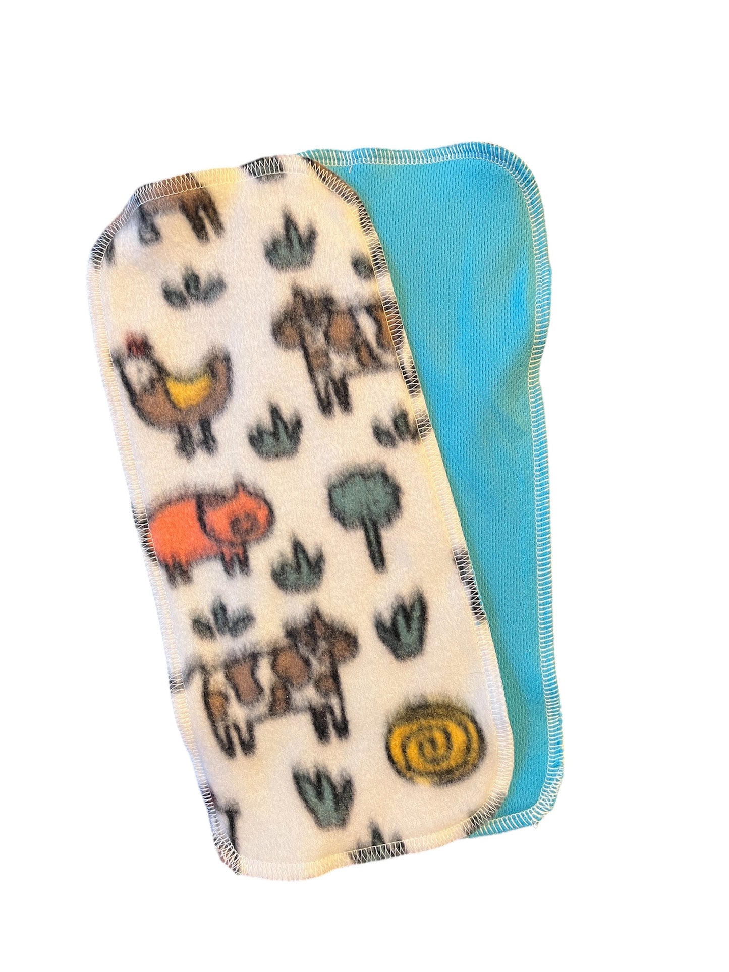 Farm Animals & bright blue athletic wicking jersey diaper liners