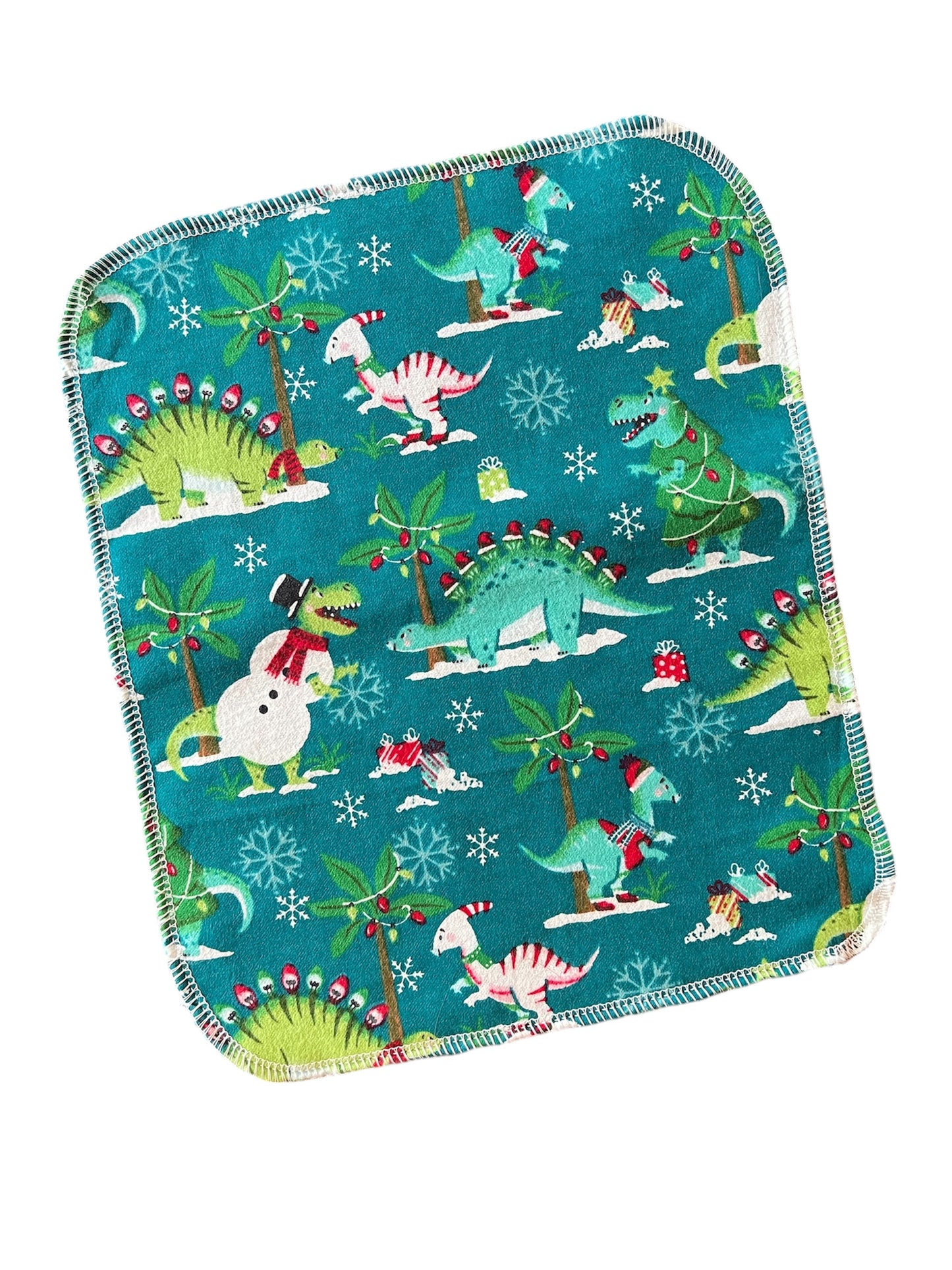 Christmas Dinos 1ply flannel reuseable paper towels