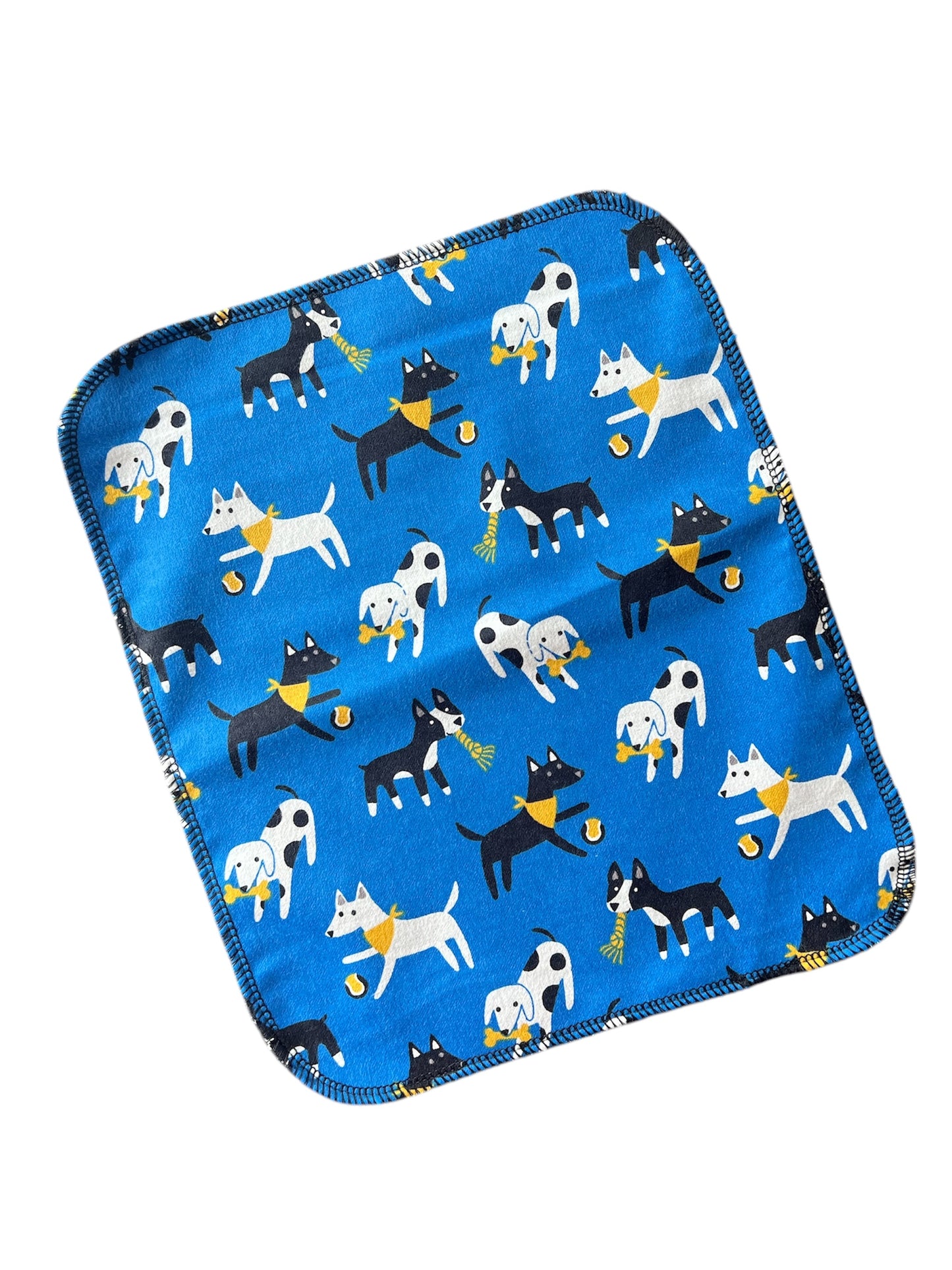 Playful Dogs on Blue 1ply flannel reuseable paper towels