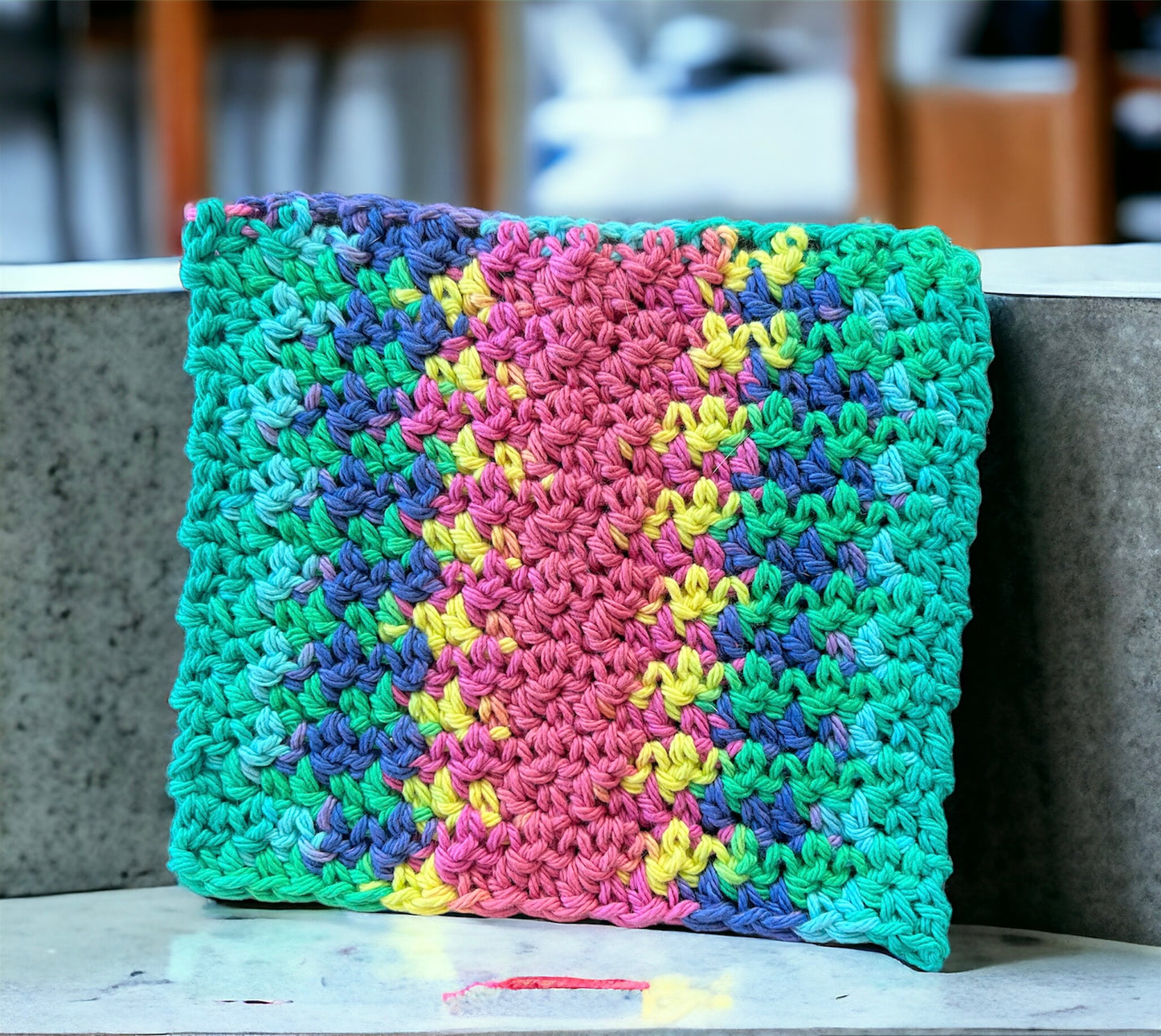 Psychedelic Rainbow Cotton Washcloth