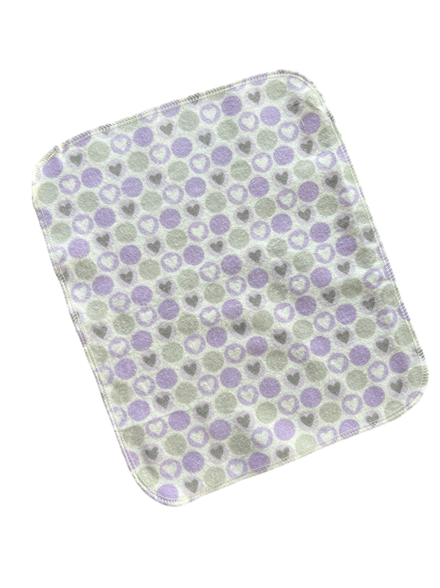 Purple Hearts 1ply flannel reusable paper towels