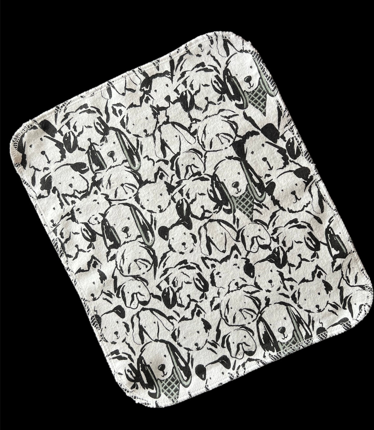 Sketched Pups 1ply flannel reusable paper towels