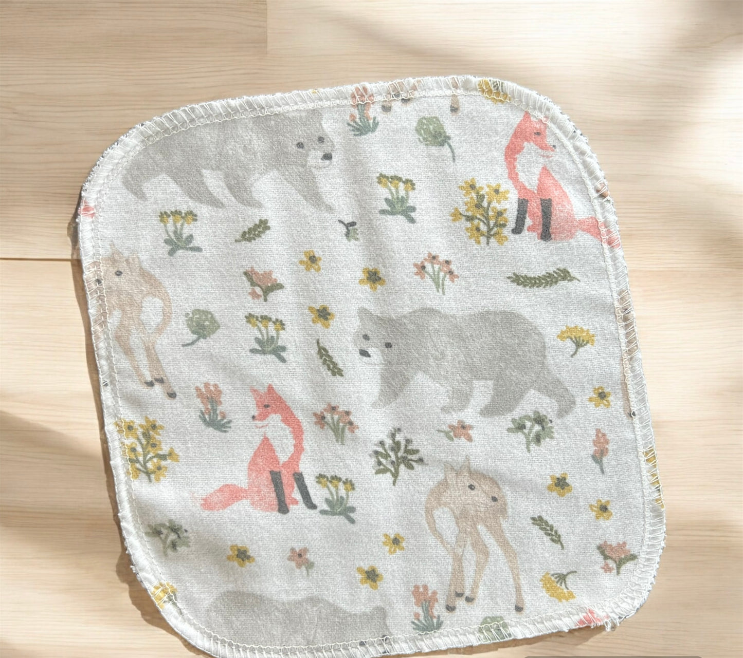 Woodland Friends Toss 1ply flannel cloth wipes