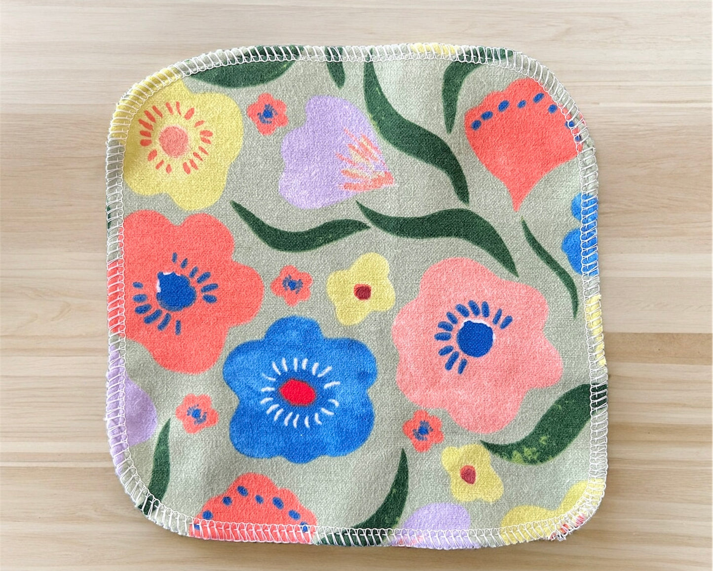 Retro Floral 1ply flannel reusable cloth wipes