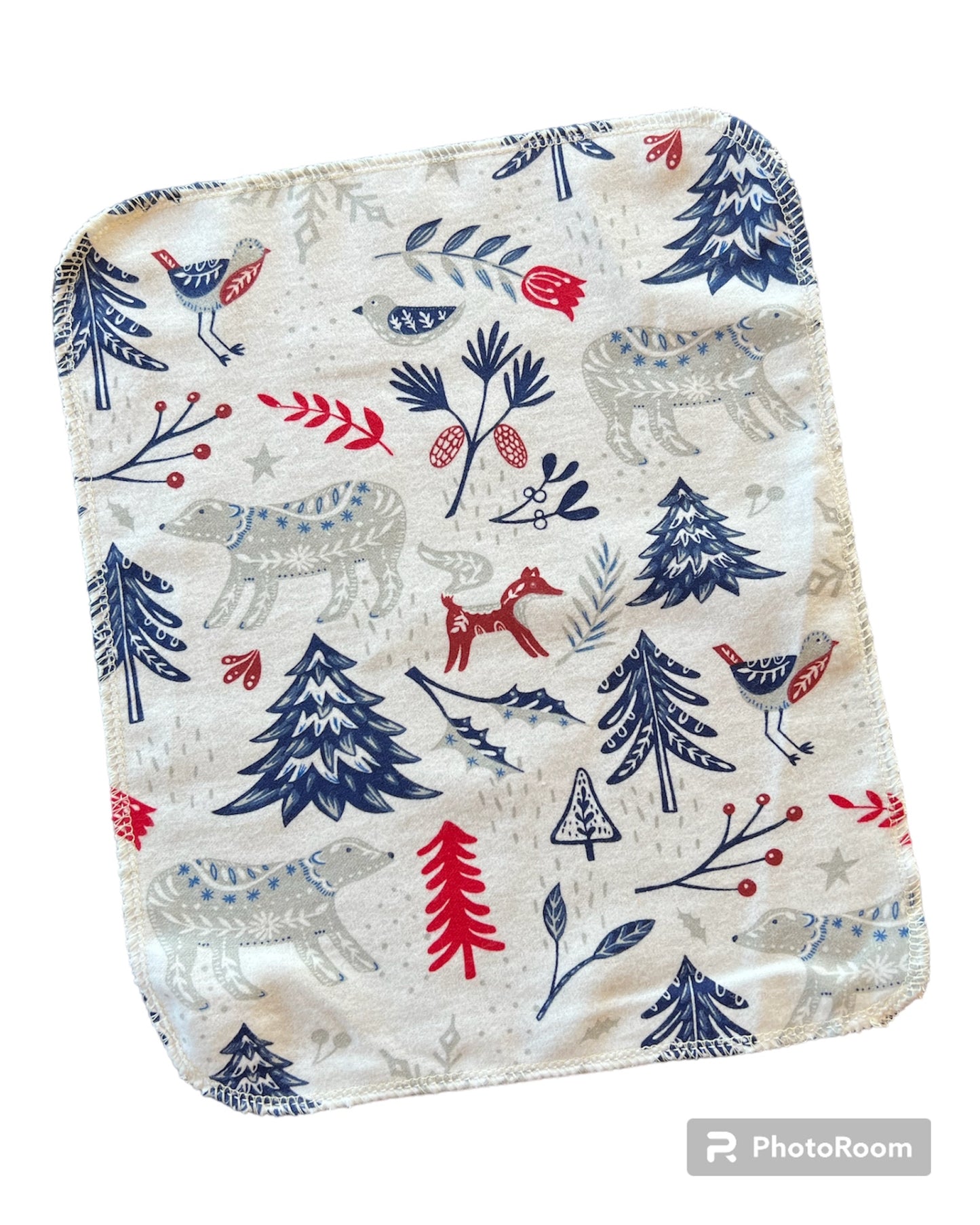 Winter Forest Animals 2ply flannel reusable paper towels