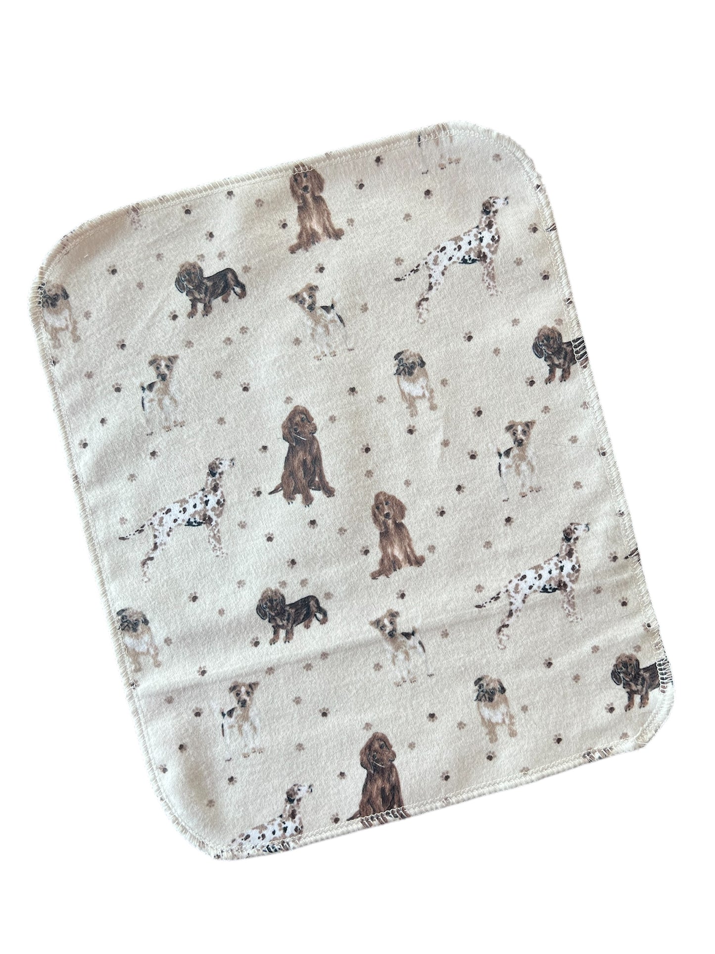 Dogs on Tan 1ply flannel reuseable paper towels