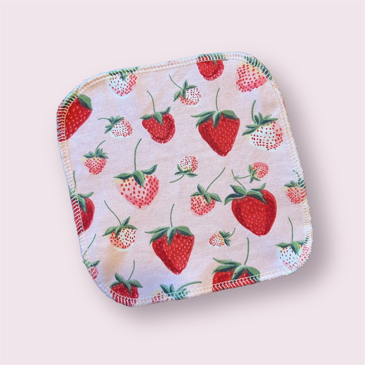 Strawberry 1ply flannel cloth wipes