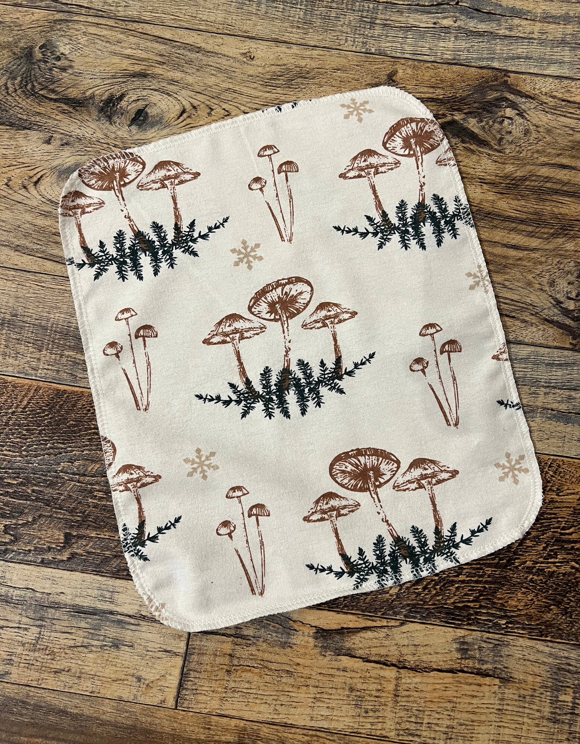 Winter Mushrooms 1ply flannel reusable paper towels
