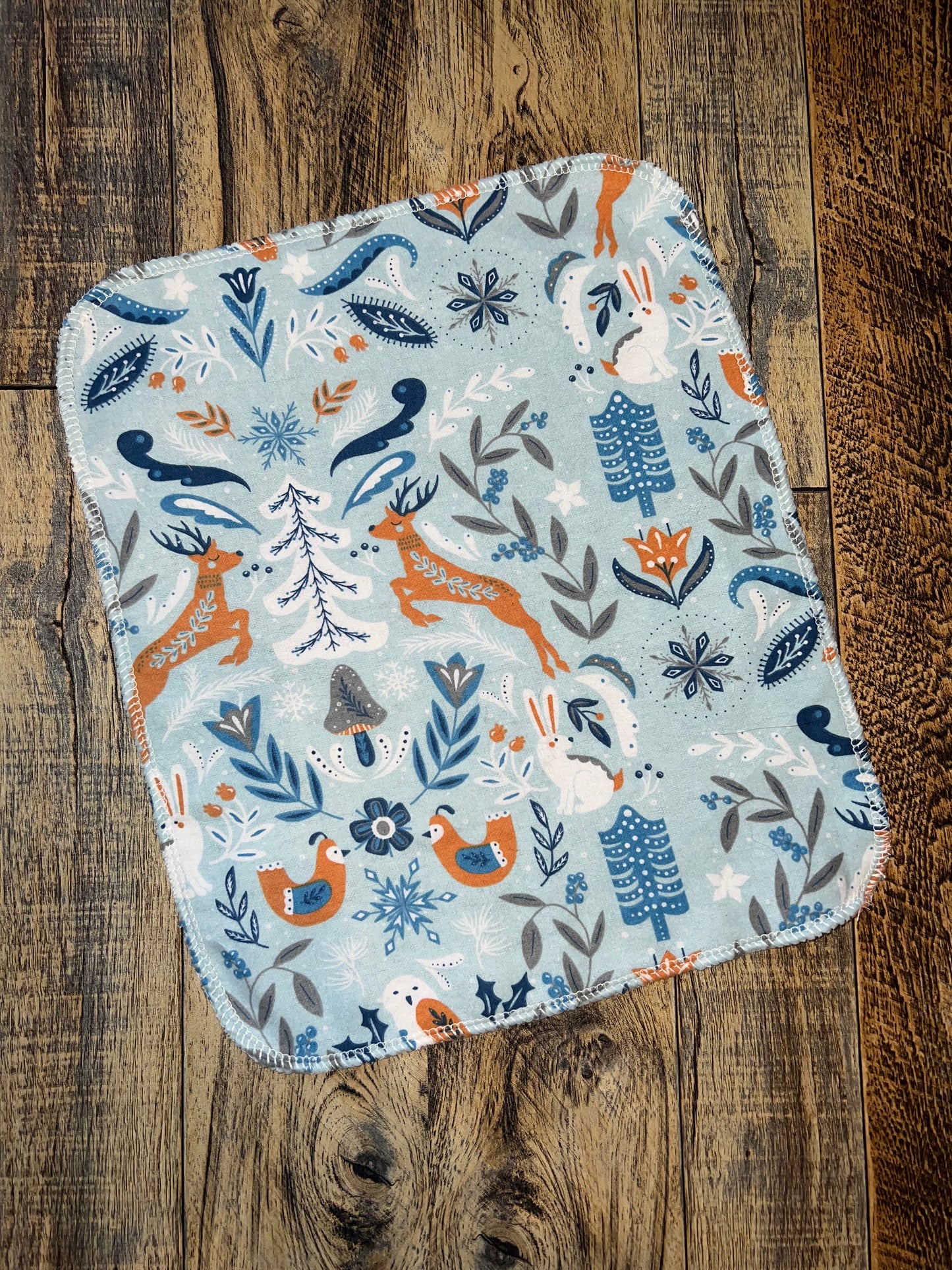 Folk winter animals 1ply flannel reusable paper towels