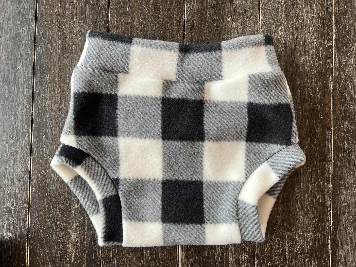 Black & White Check XL Fleece Diaper Cover