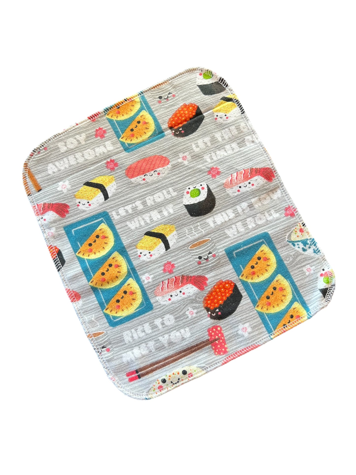 Happy Sushi 1ply flannel reusable paper towels cloth napkins