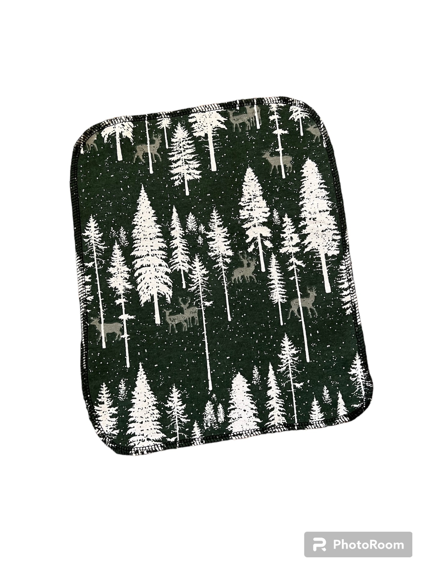 Winter Pine Trees Deer Forest 1ply flannel reusable paper towels