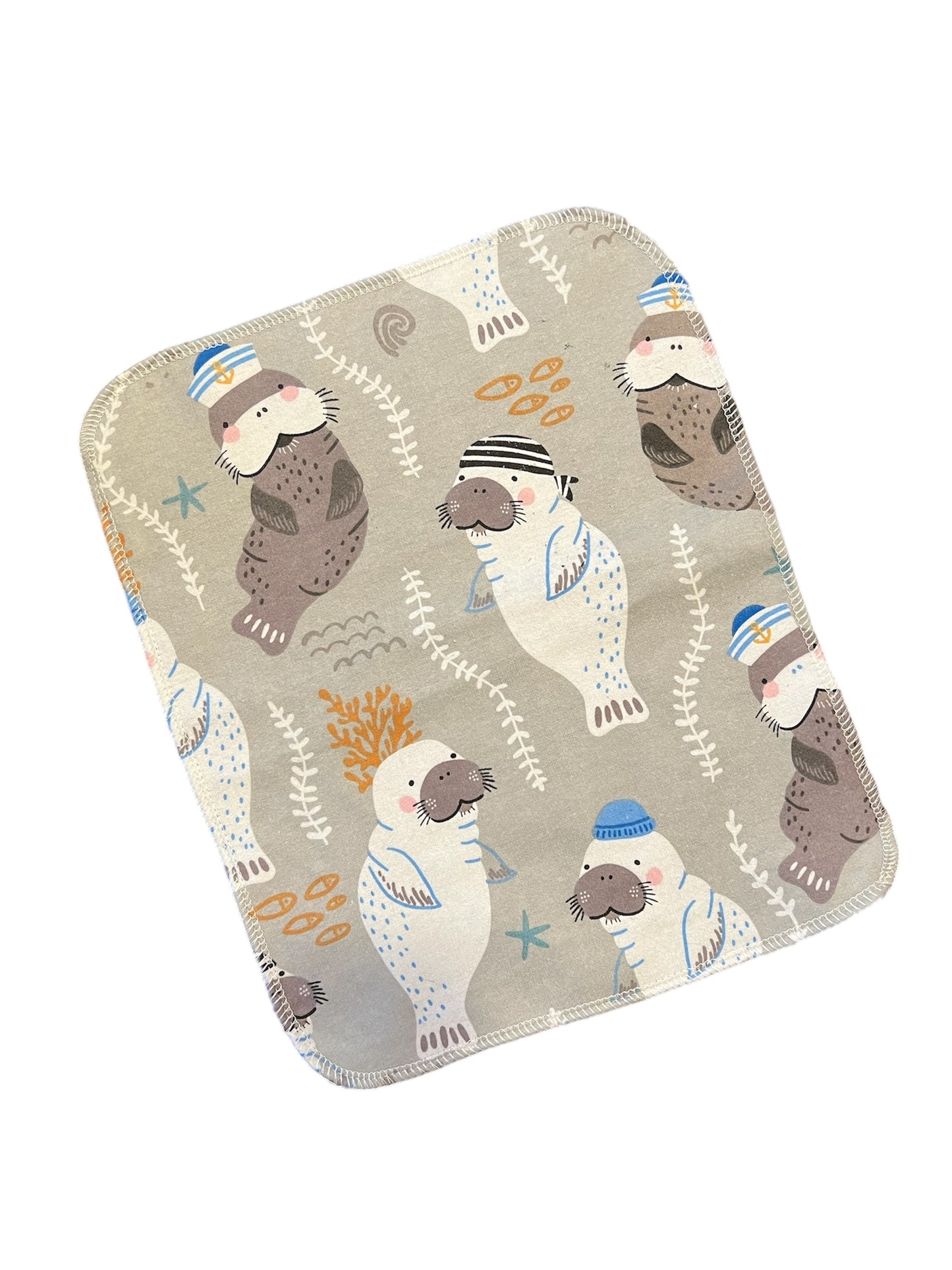 Nautical Walrus 1ply flannel reusable paper towels