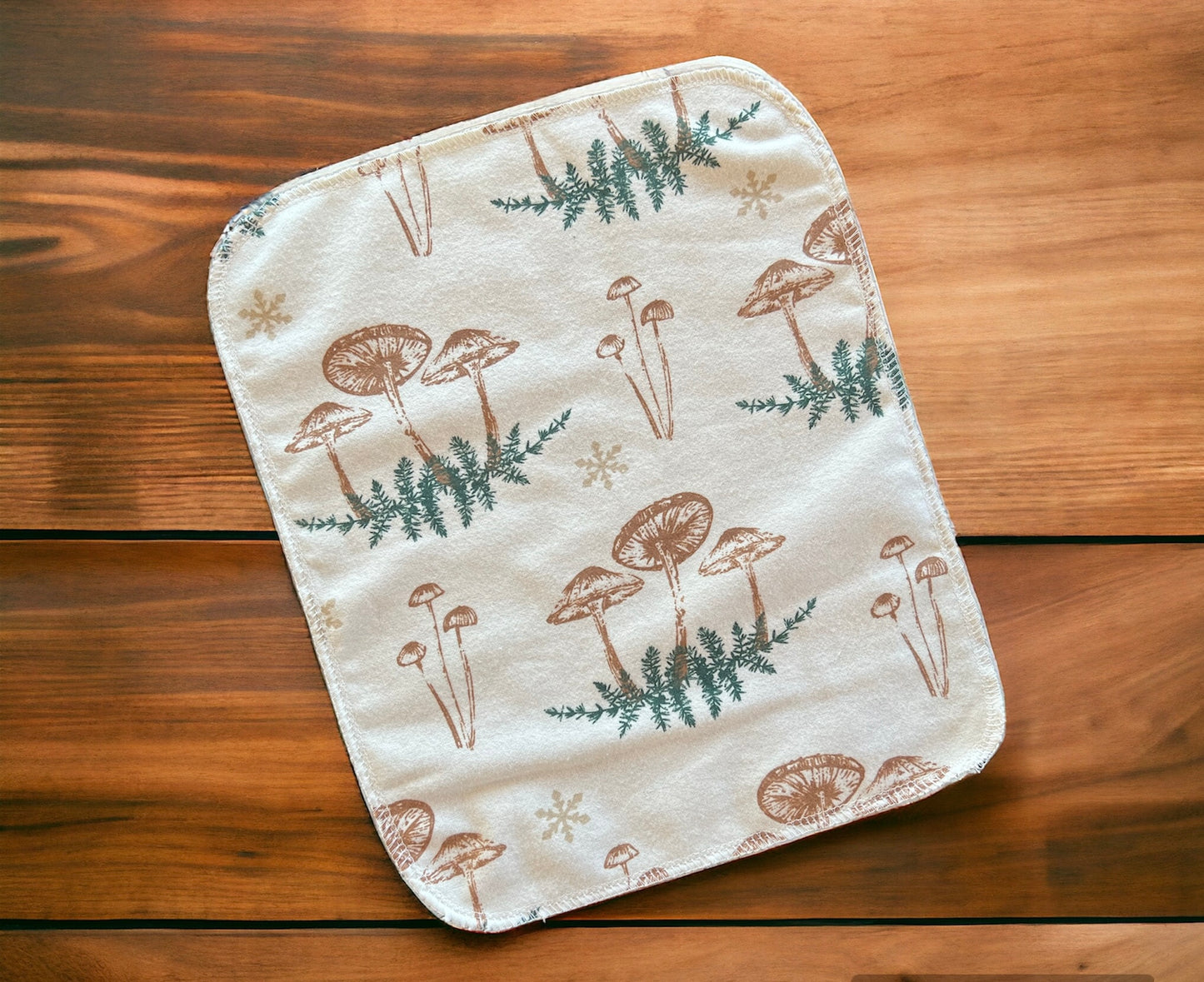 Winter Forest Mushrooms 1ply flannel reusable paper towels