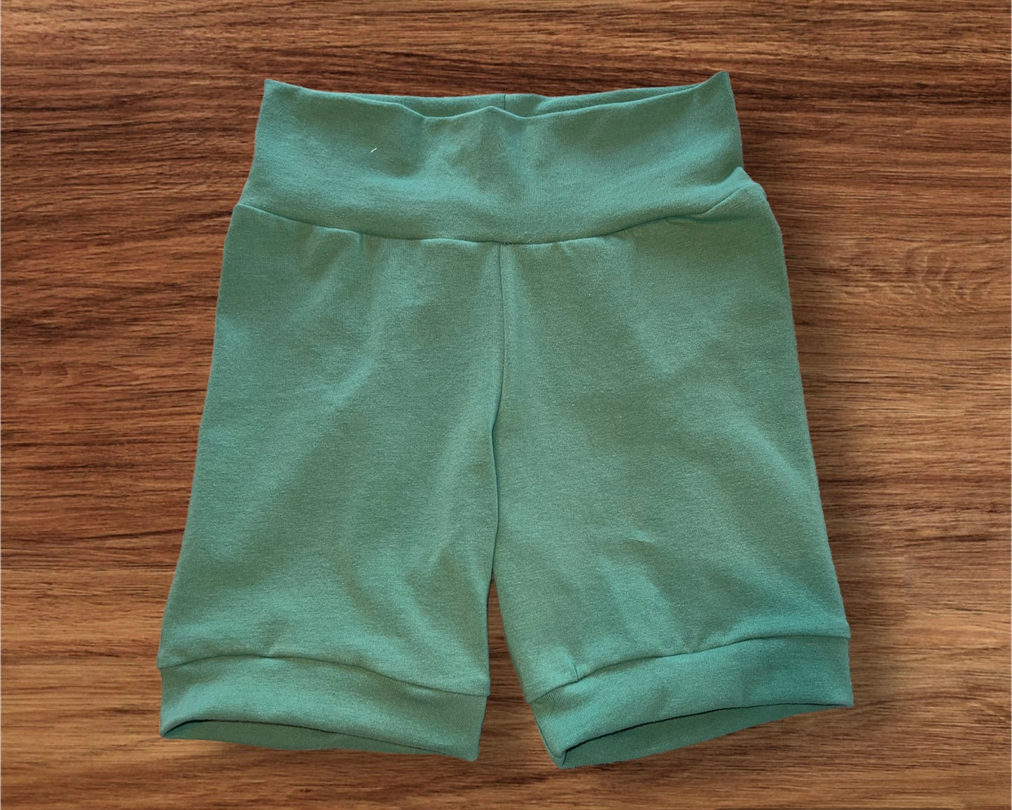 Solid Dark Sage 3-6yr Shortie shorts (longer length)