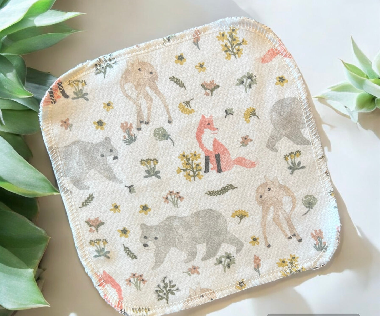 Wilderness Nature Forest Animals 2ply flannel cloth wipes