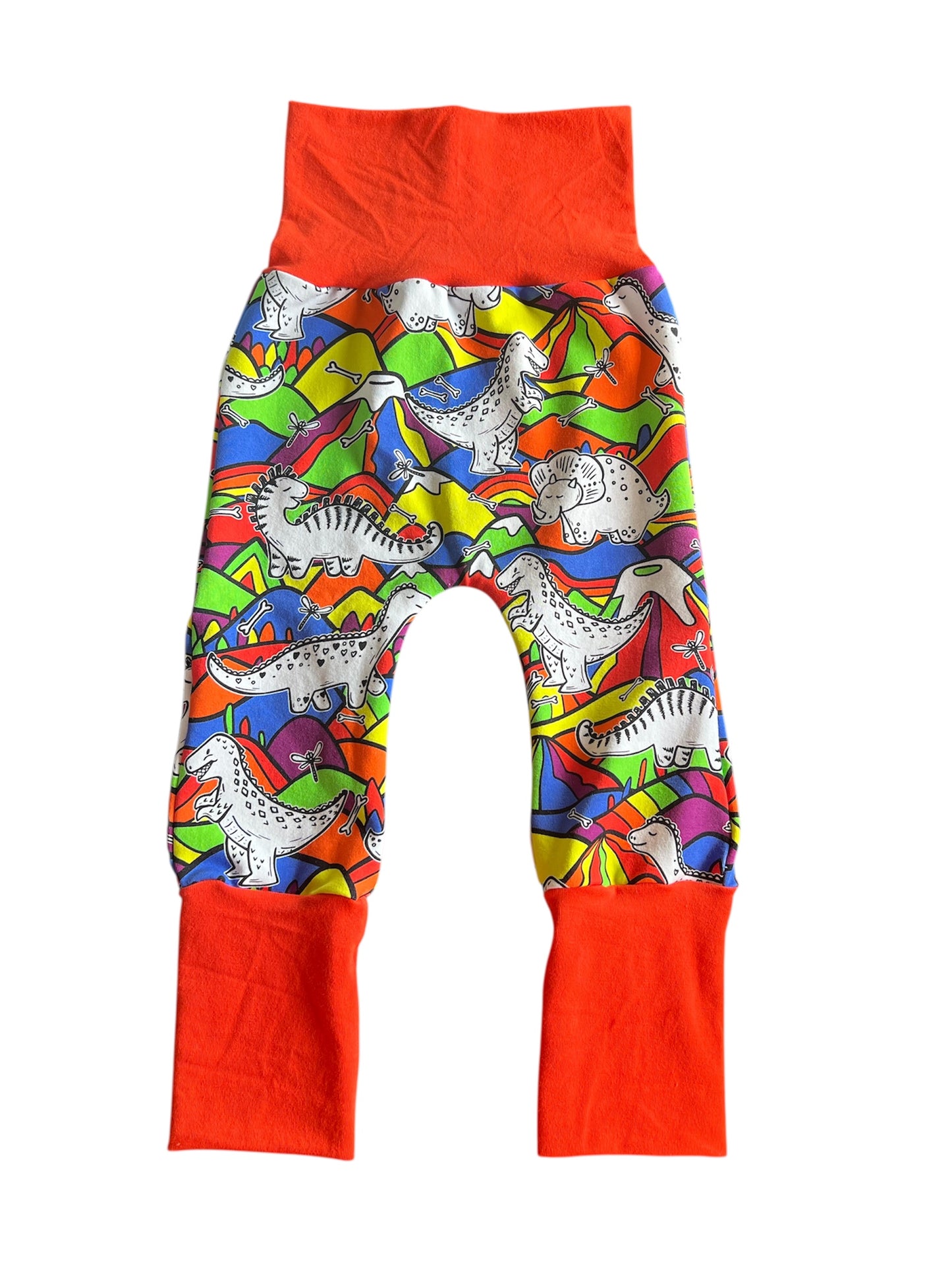 Rainbow Dinosaurs 3-12m grow with me pants