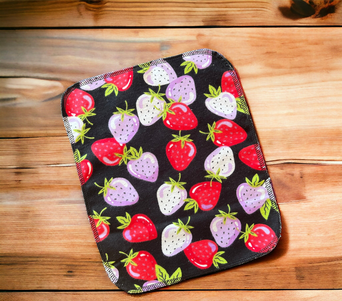 Strawberry 1ply flannel reusable paper towels