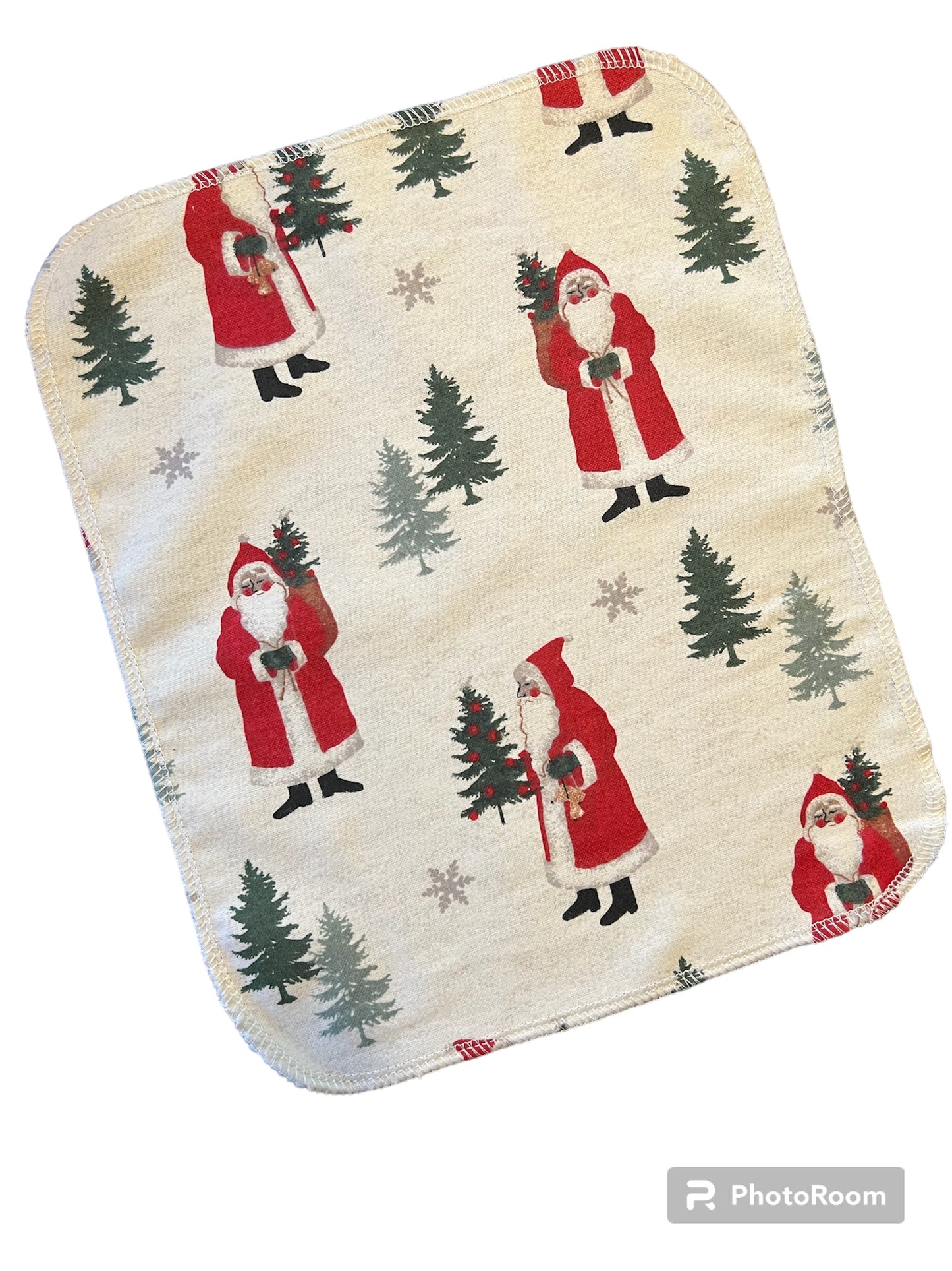 Vintage Santa 1ply flannel reusable paper towels