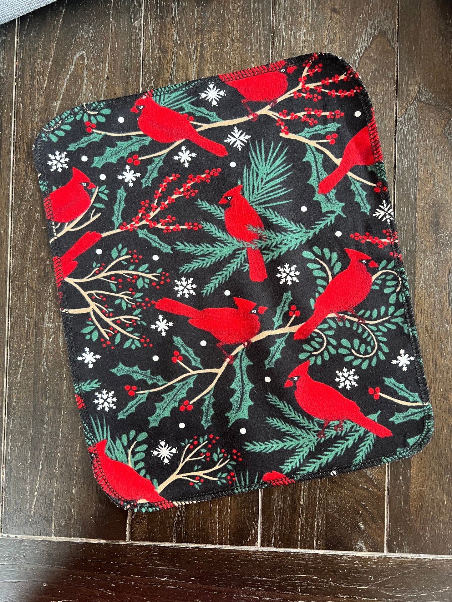 Winter Cardinal 1ply flannel reusable paper towels
