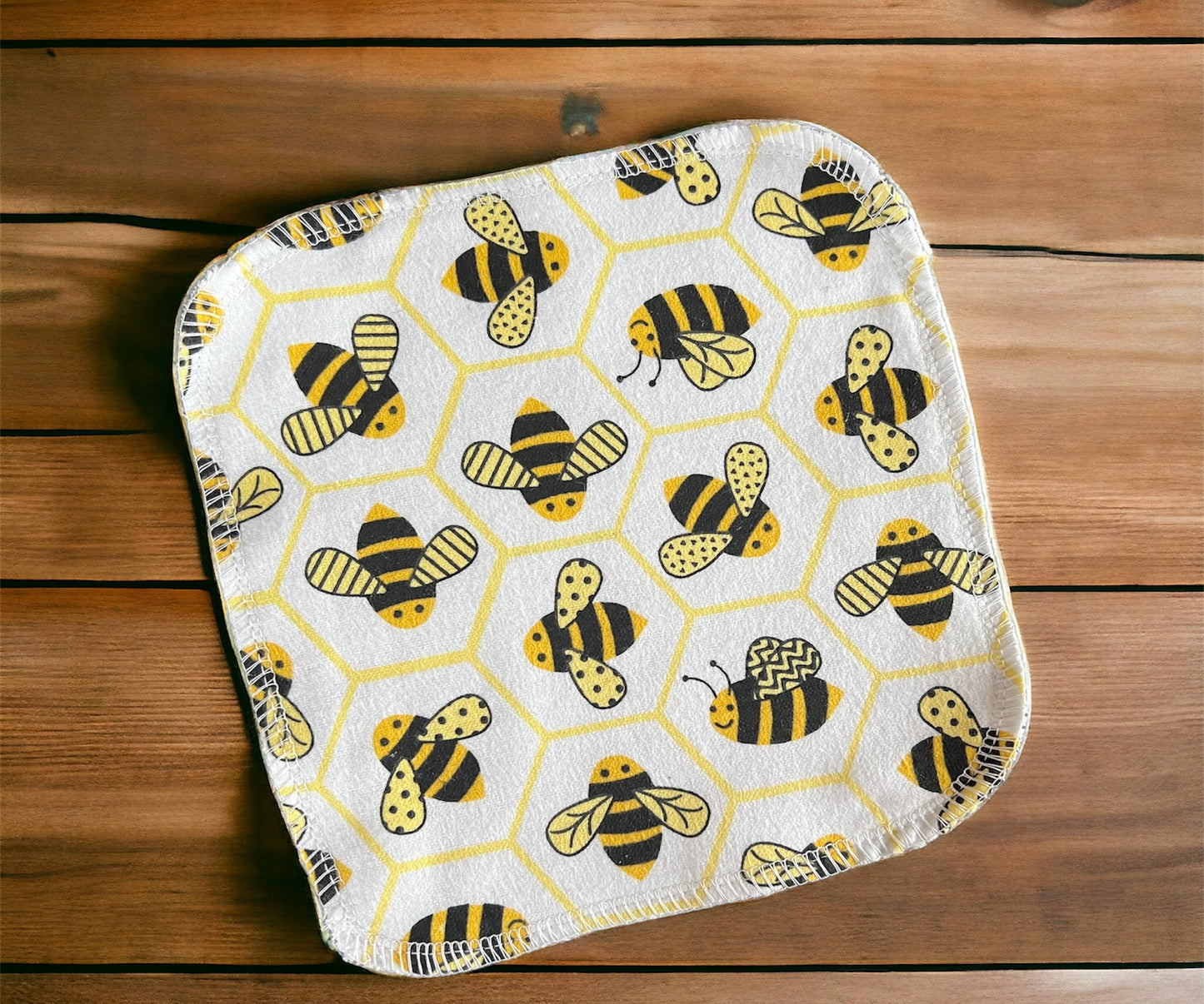 Honeycomb Bees 2ply flannel cloth wipes
