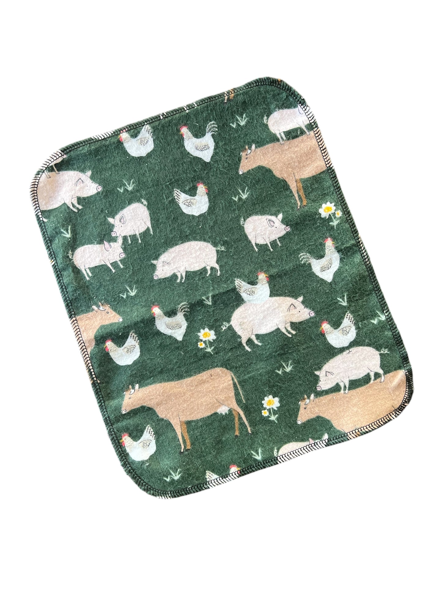 Chickens Cows Pigs 1ply flannel reuseable paper towels