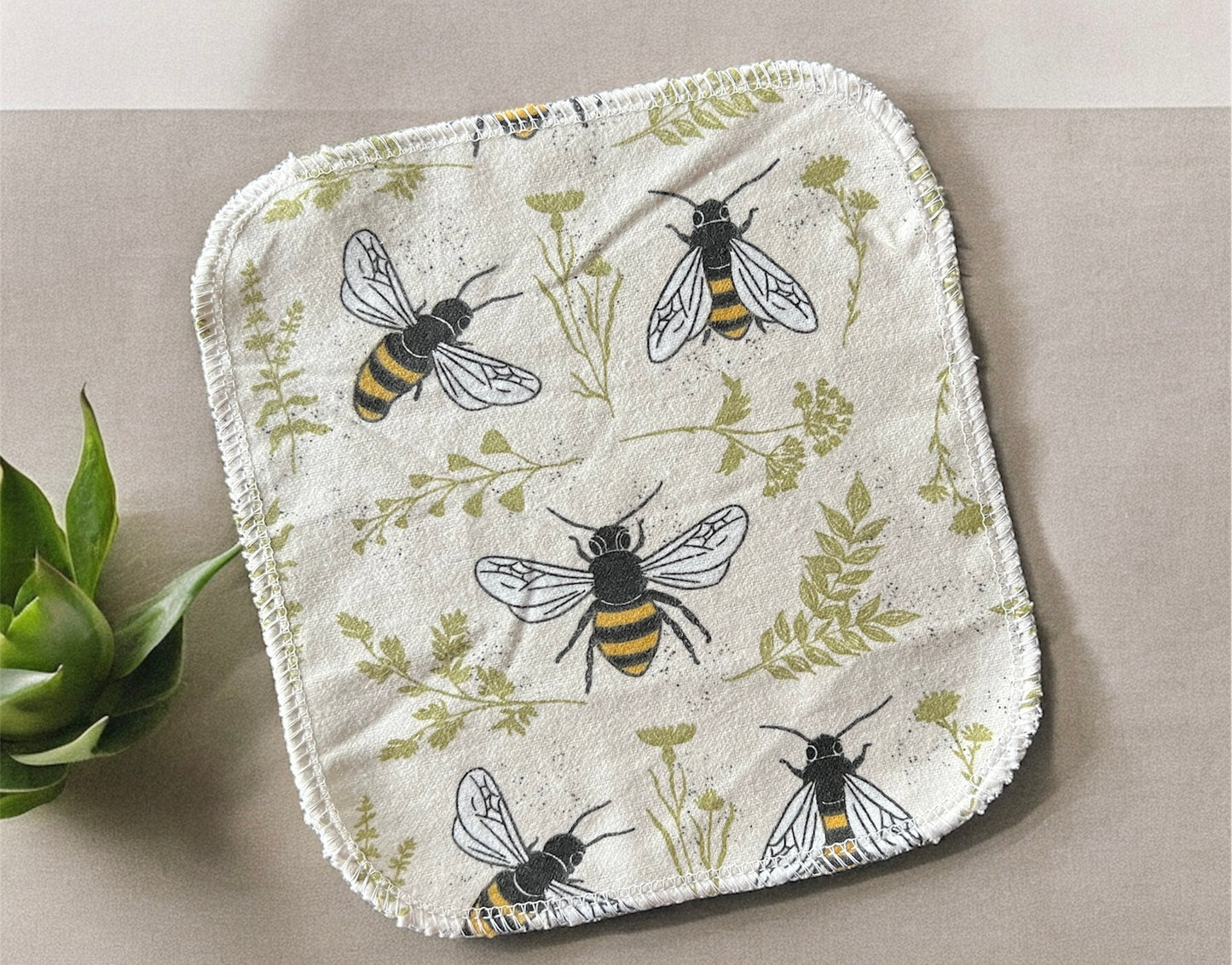 Bees & Plants 1ply flannel cloth wipes