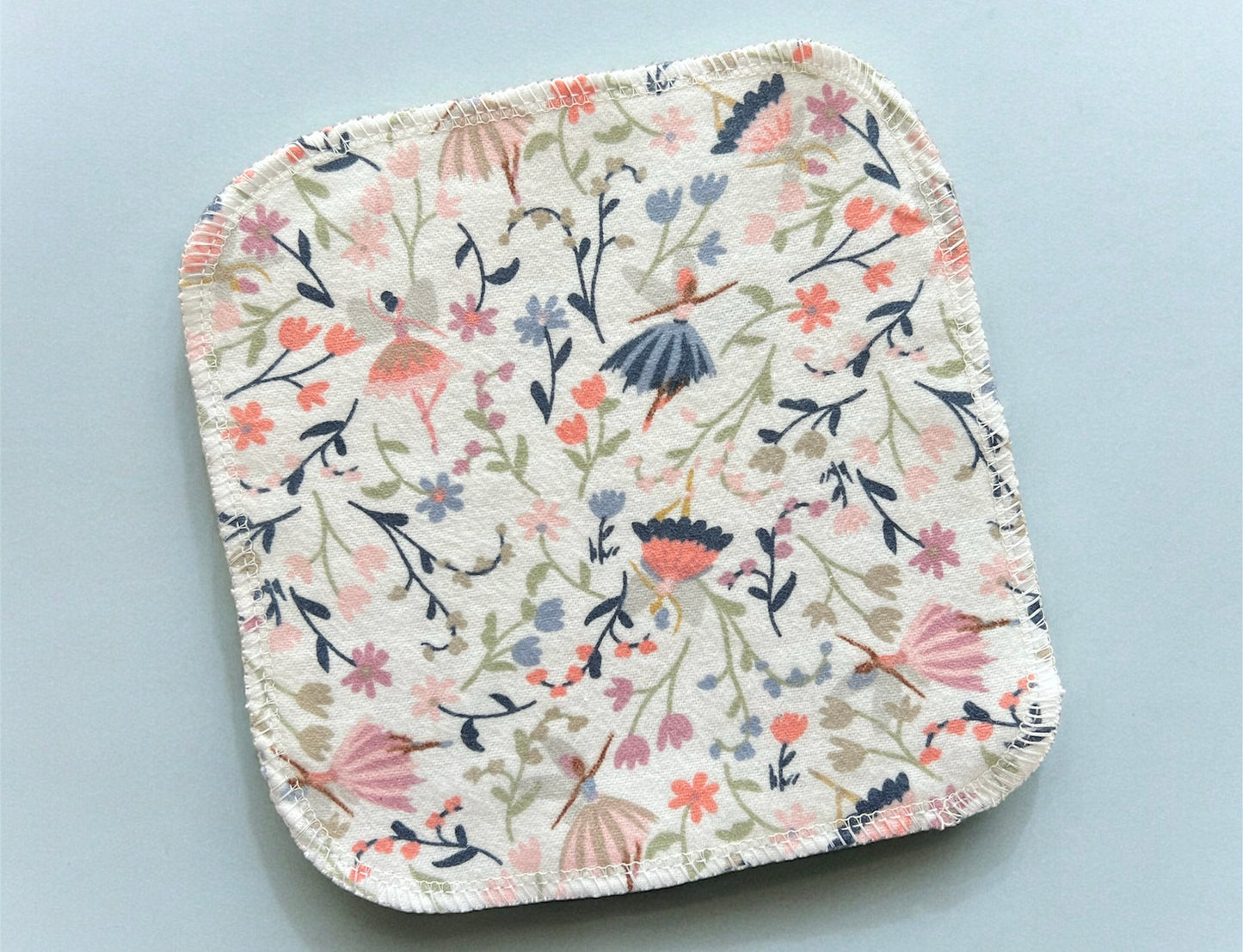 Floral fairy 2 ply flannel cloth wipes