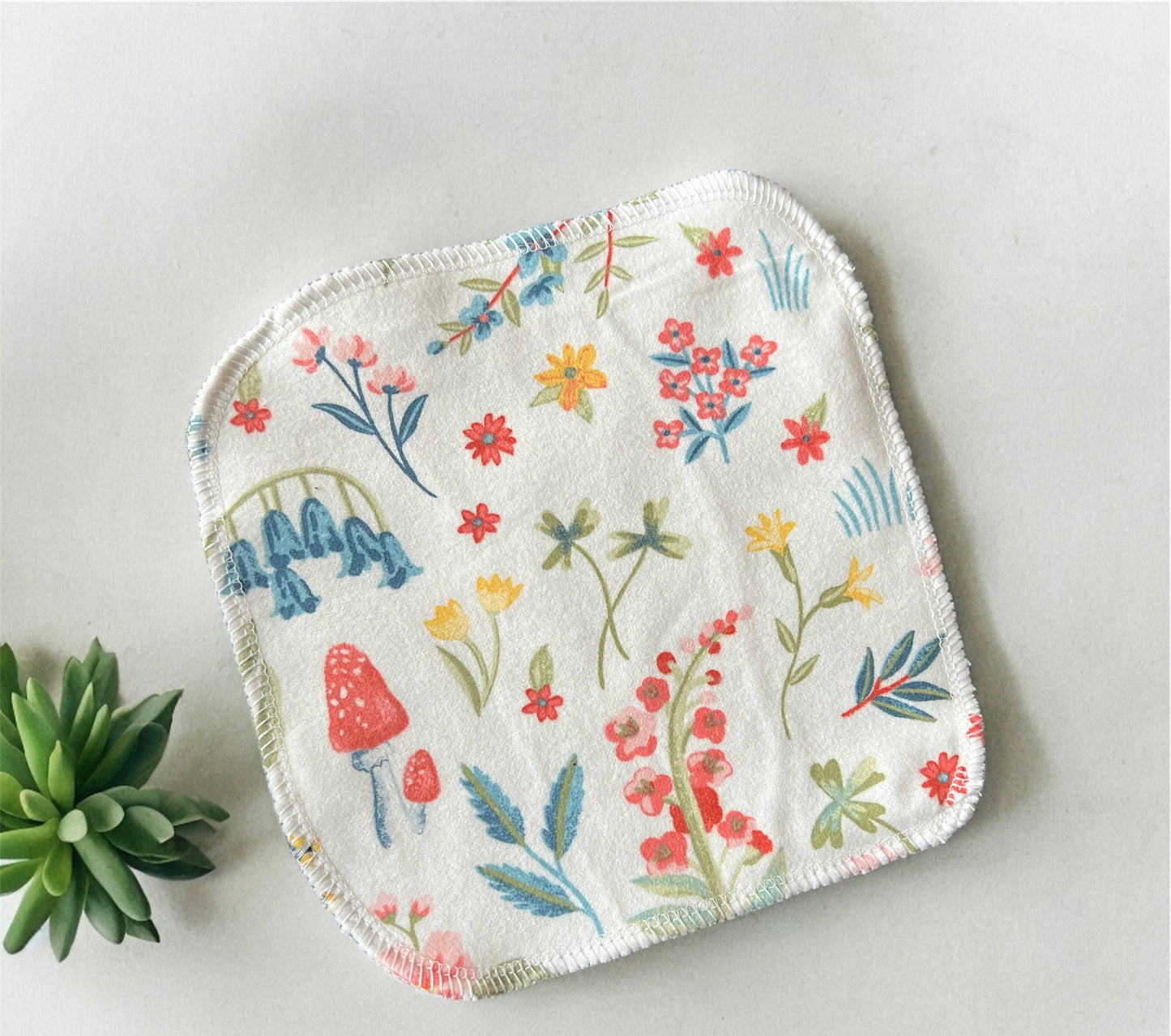 Watercolor Floral 2 ply flannel cloth wipes