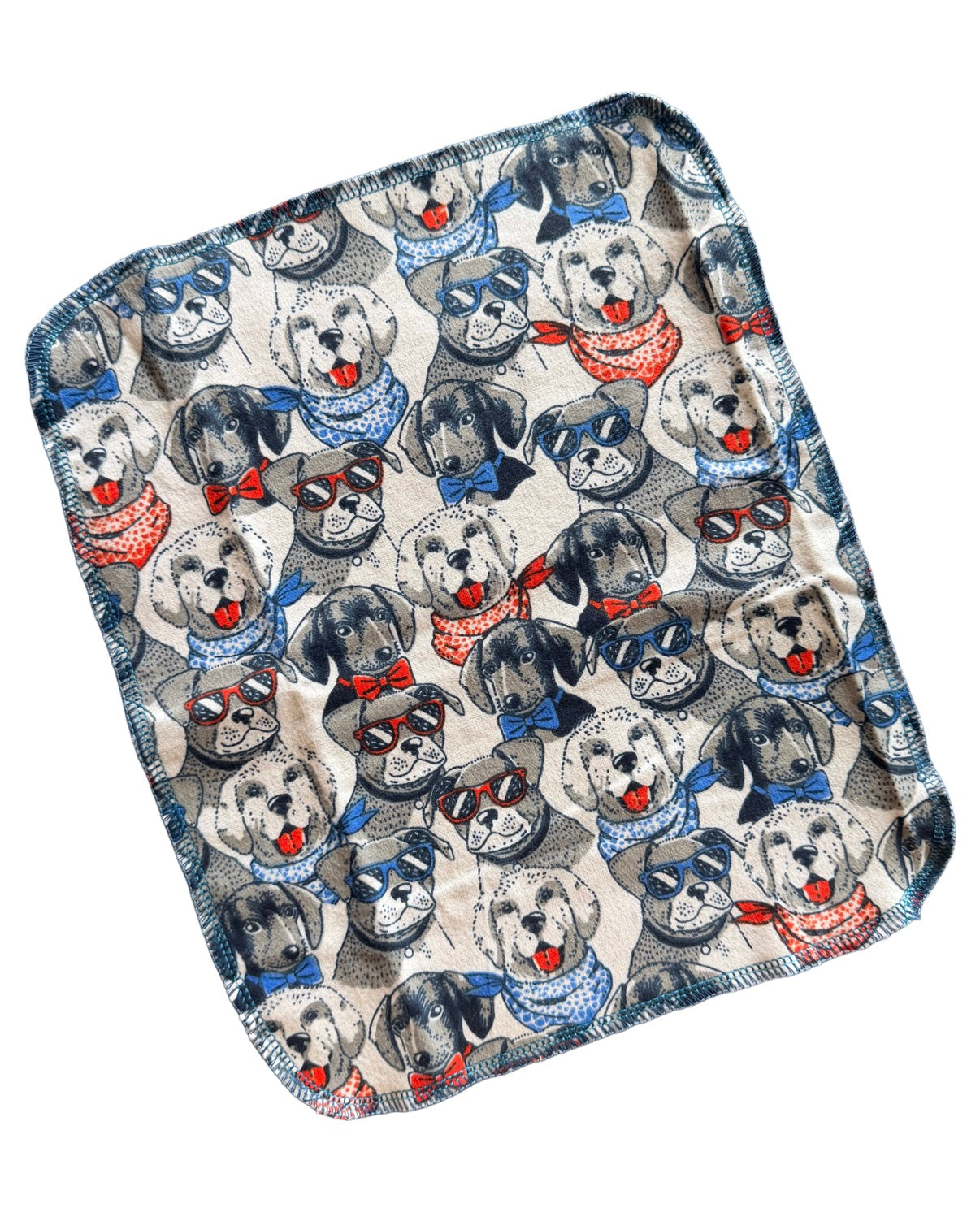 Red White and Blue Dogs 1ply flannel paperless towels