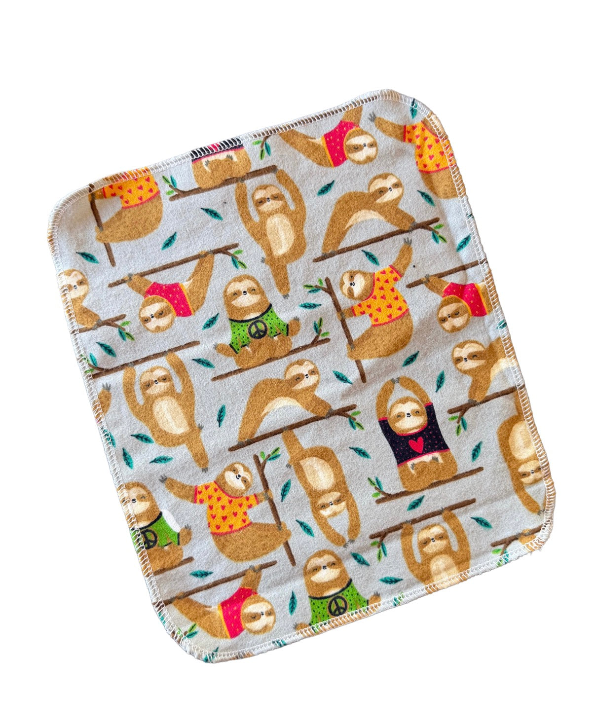 Peaceful Sloths 1ply flannel paperless towels