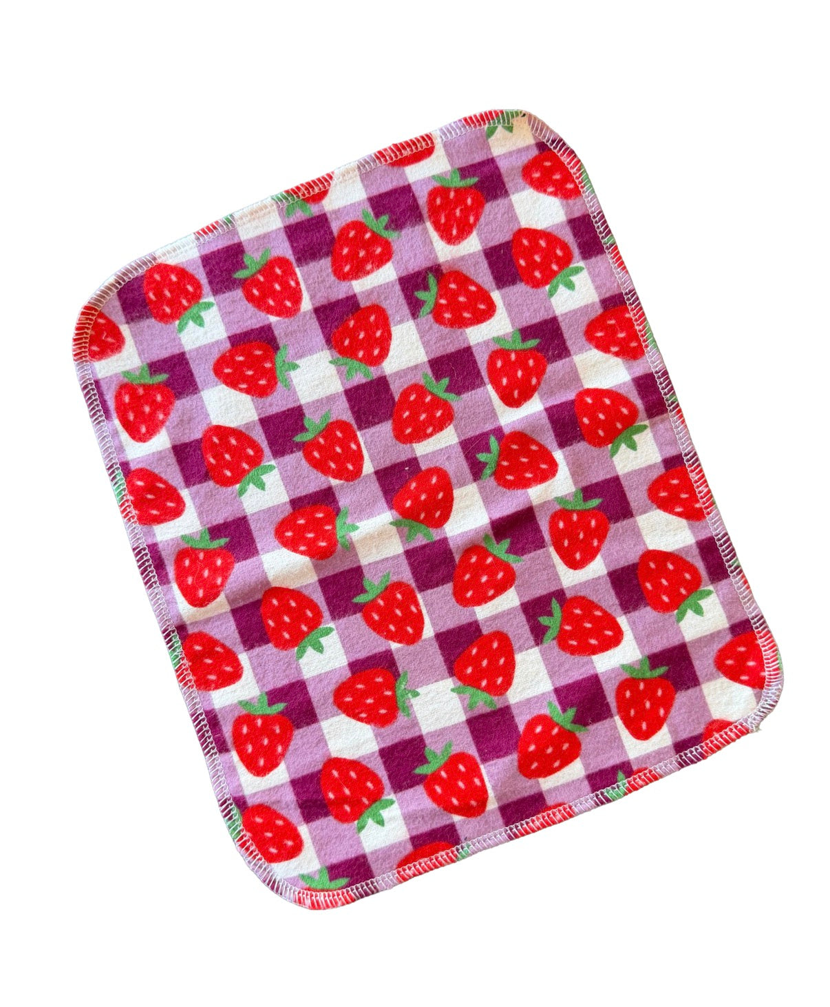 Strawberry Plaid 2ply flannel reuseable towels