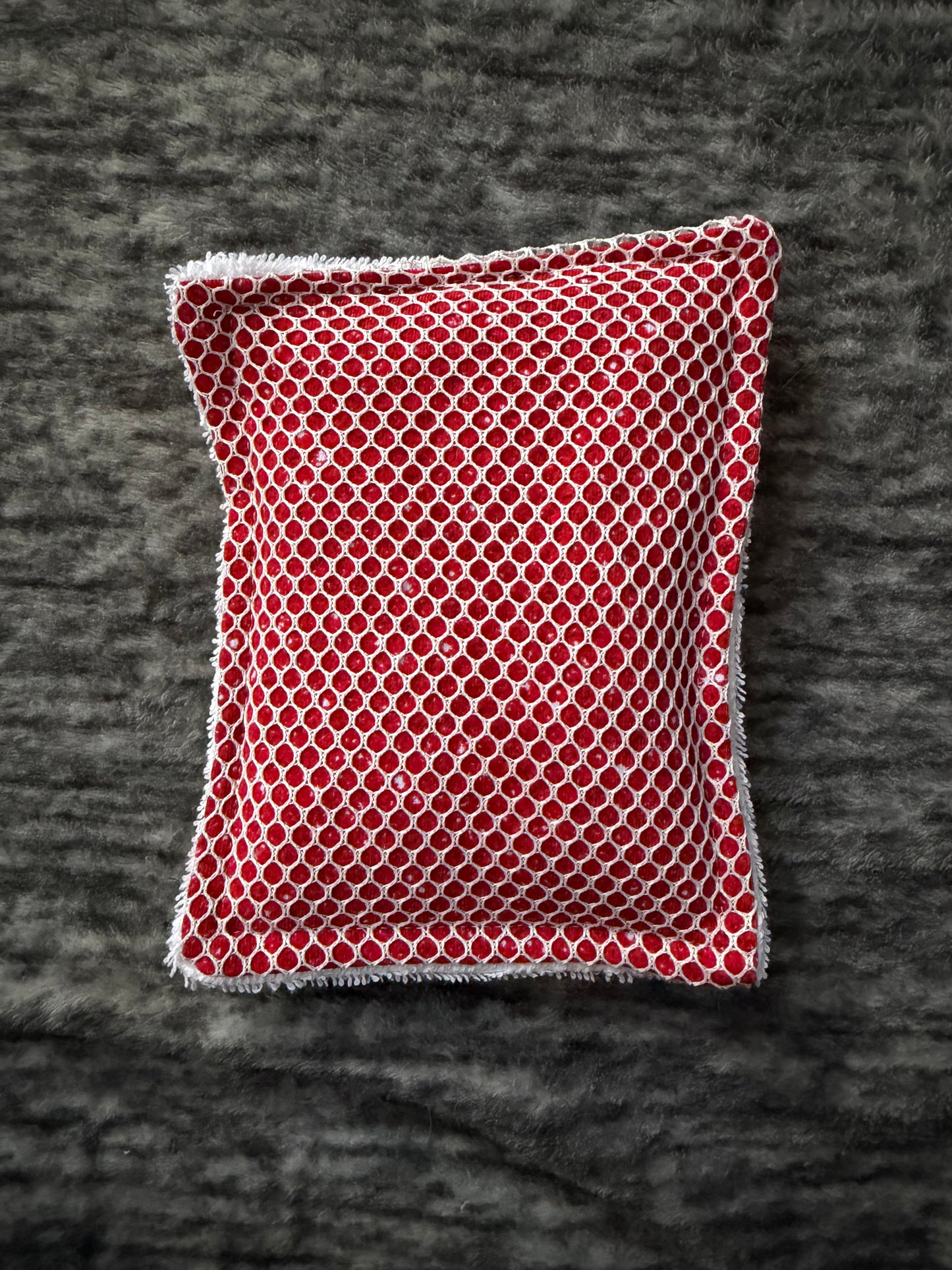 Red “glitter” reusable dish scrubber sponge