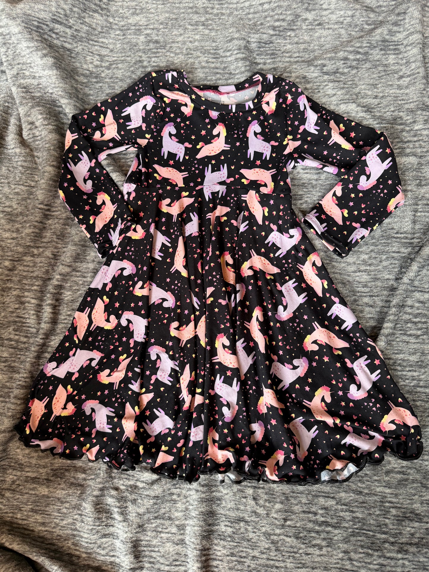 4t Long Sleeve Unicorn Twirl Dress