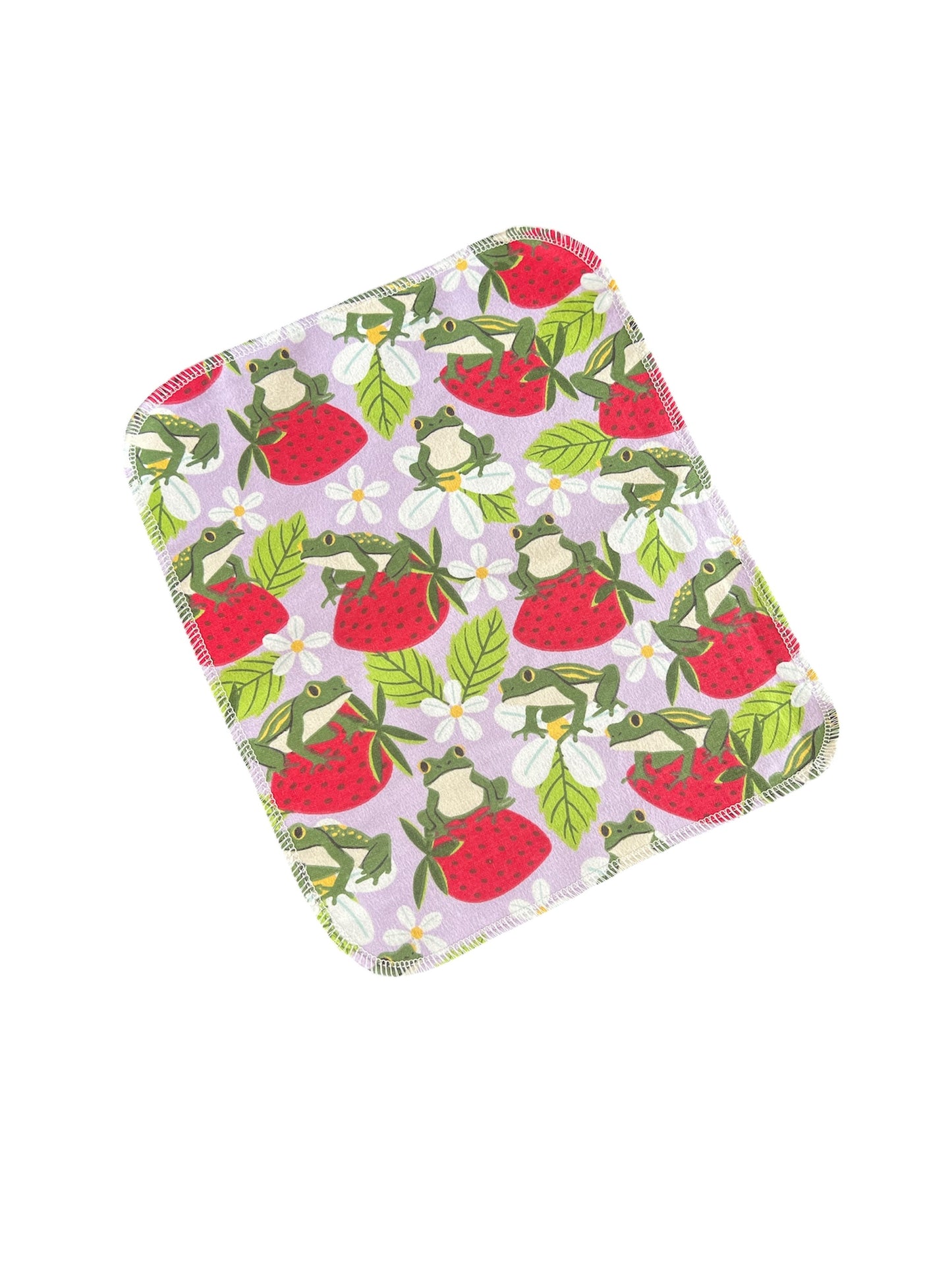 Strawberry Frog 1ply flannel reusable paper towels