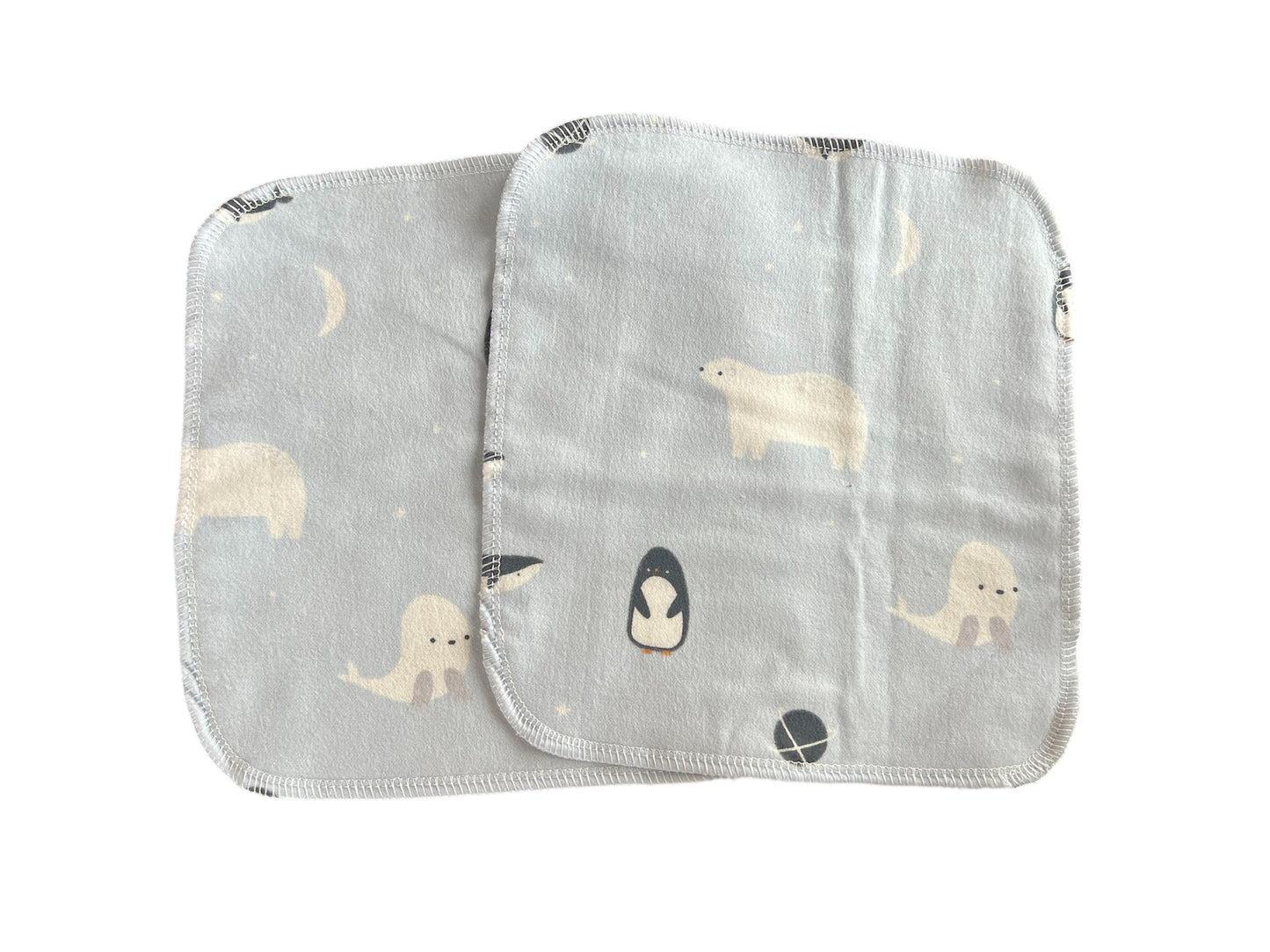 Set of Arctic Animals 9x9 2ply flannel cloth wipes
