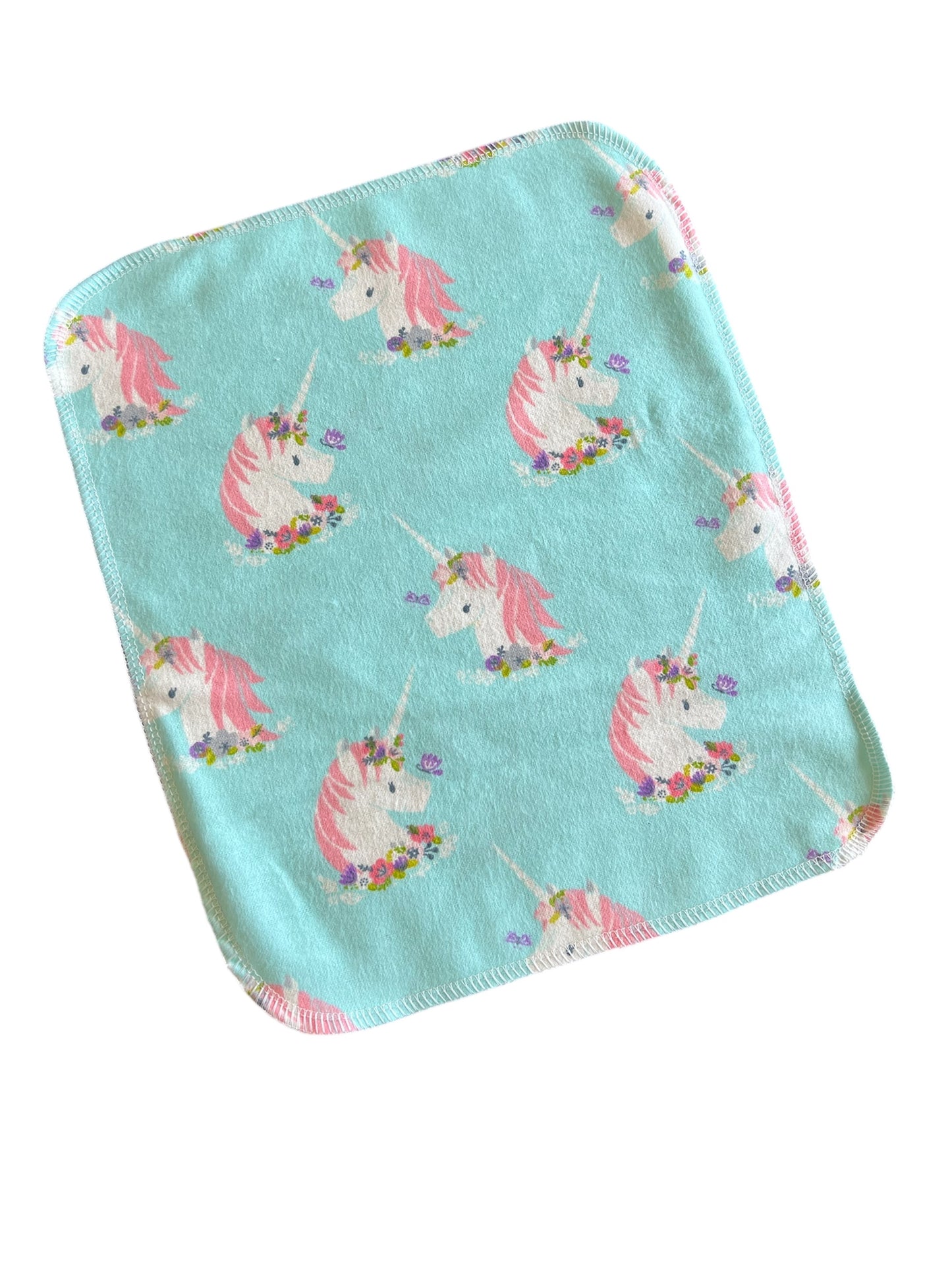Floral Unicorn 2ply flannel reusable paper towels