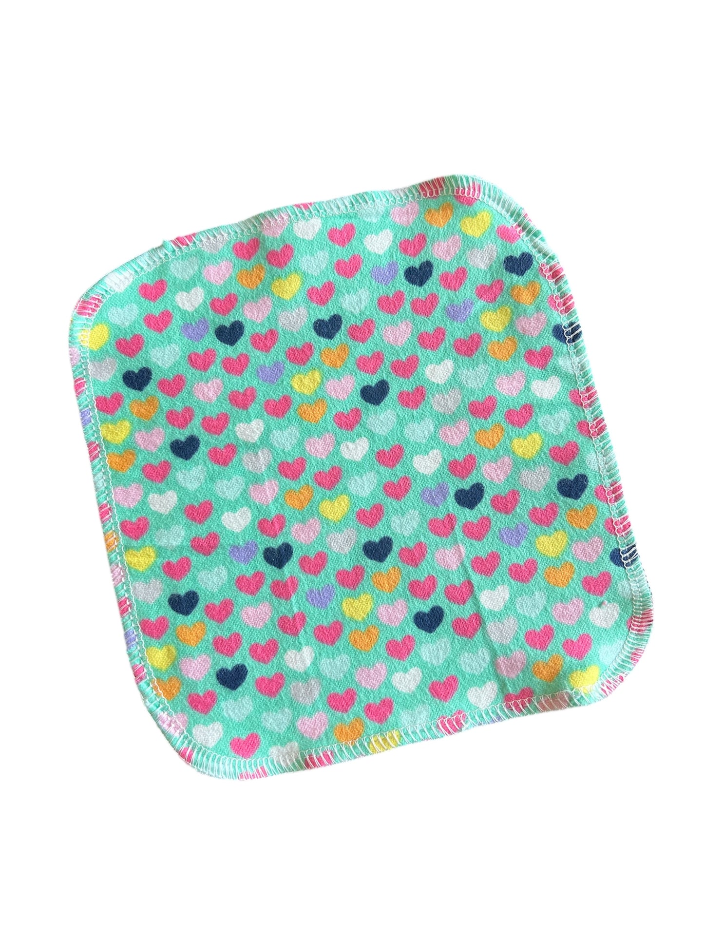 Hearts 2ply flannel cloth wipes