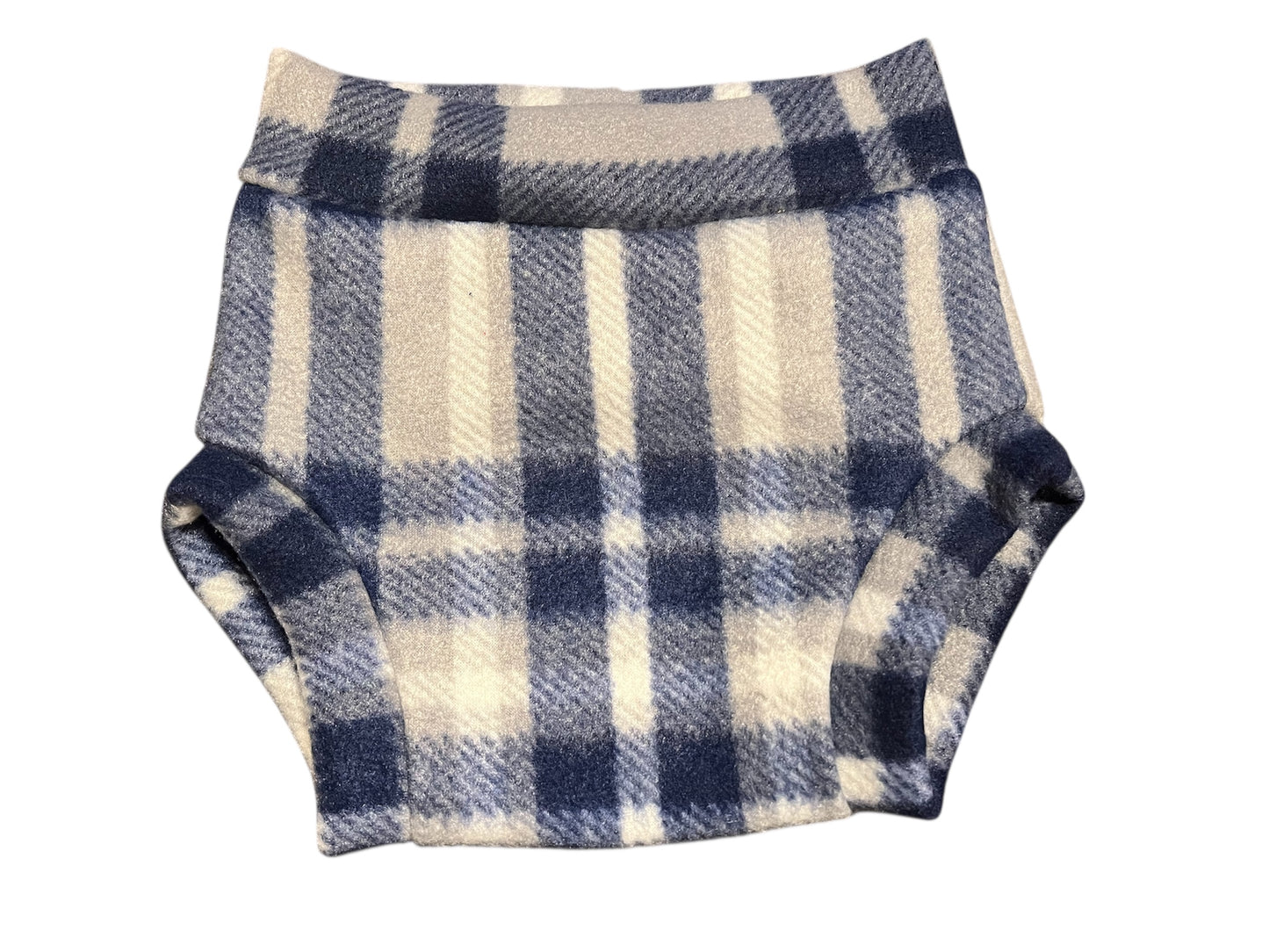 Blue Grey Plaid Small Fleece Diaper Cover