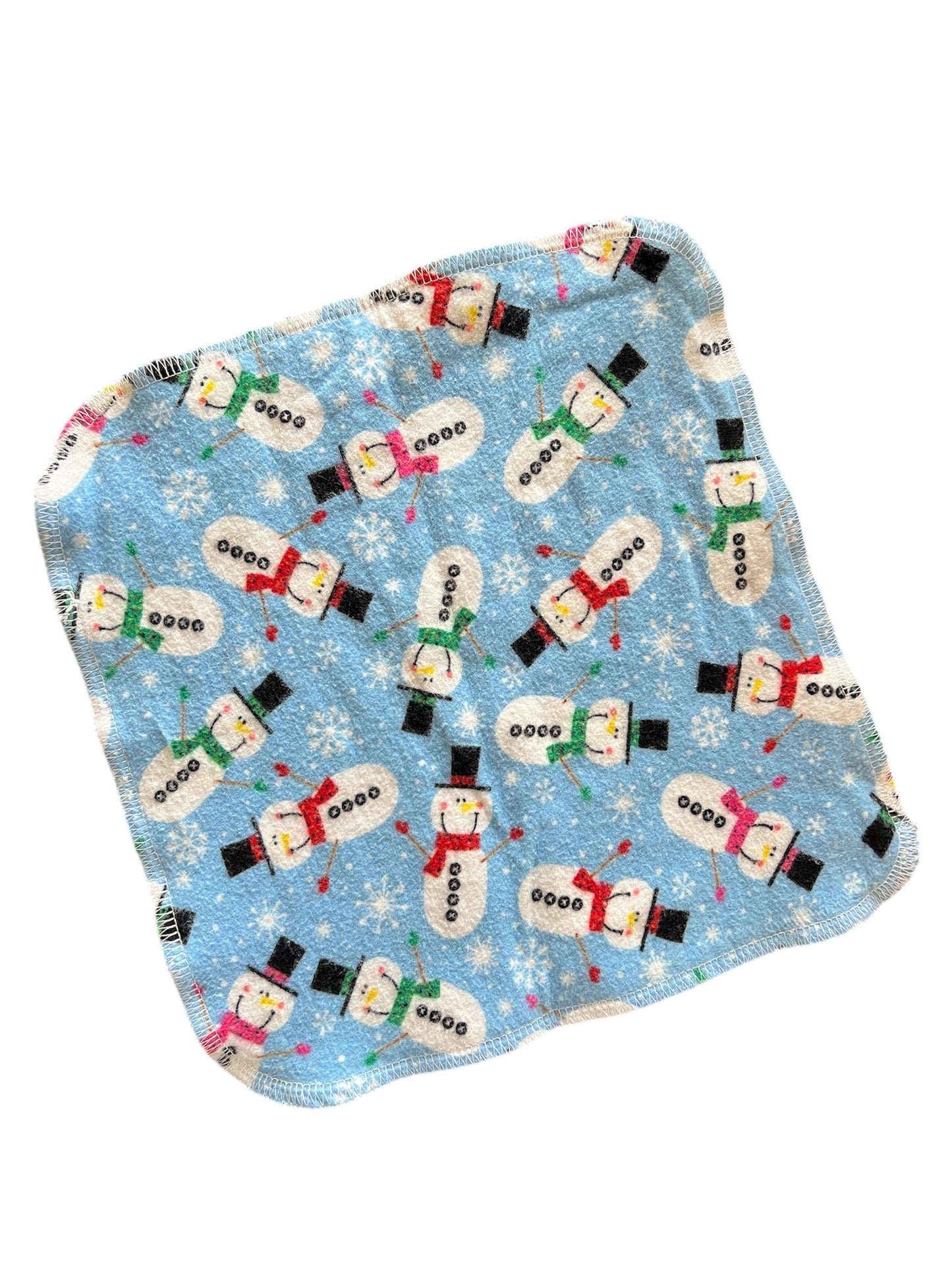 Set of 2 Snowmen 9x9 2ply flannel cloth wipes