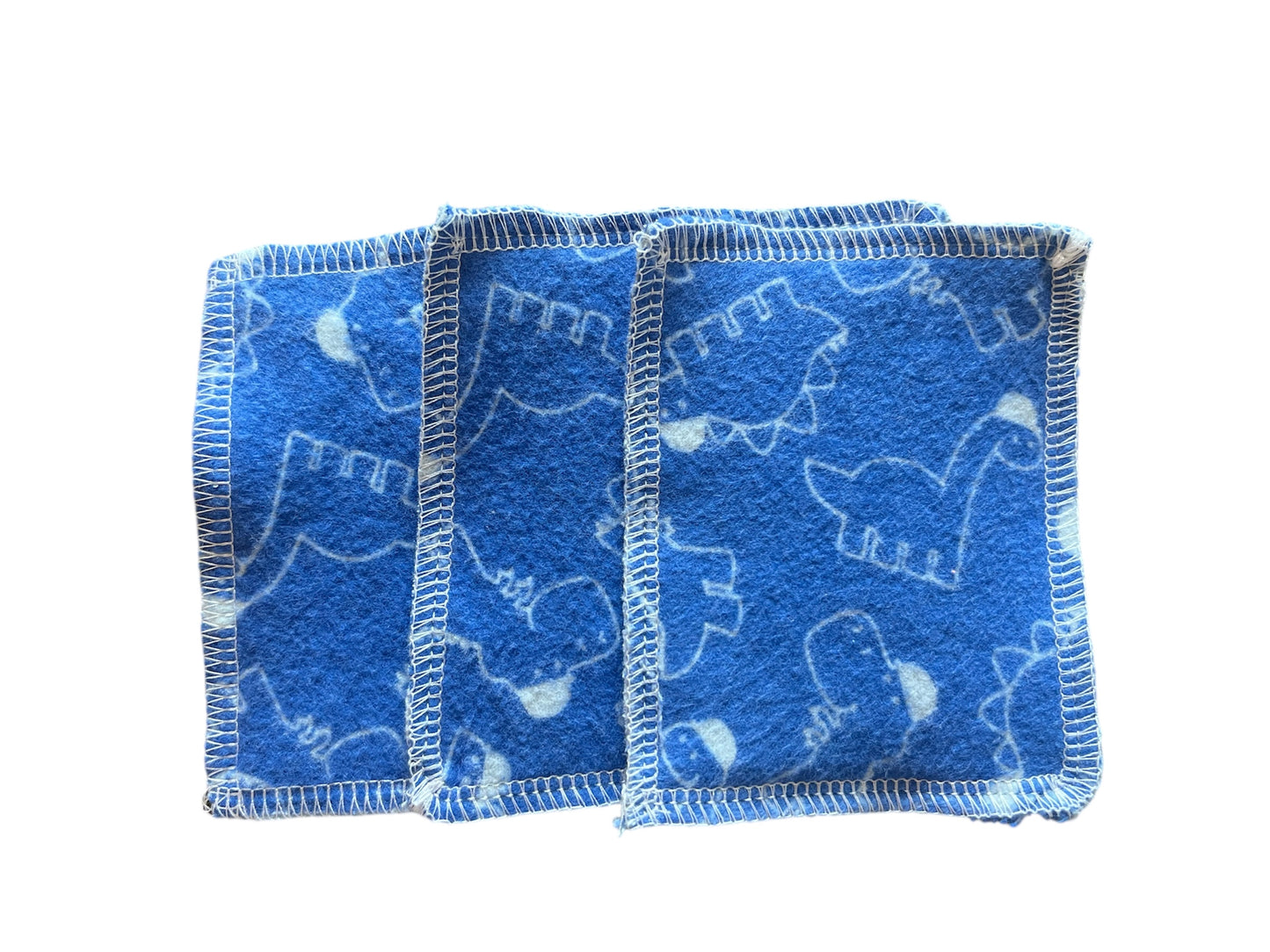 Set of 3 Dino theme 2ply flannel wipes / Face scrubbies
