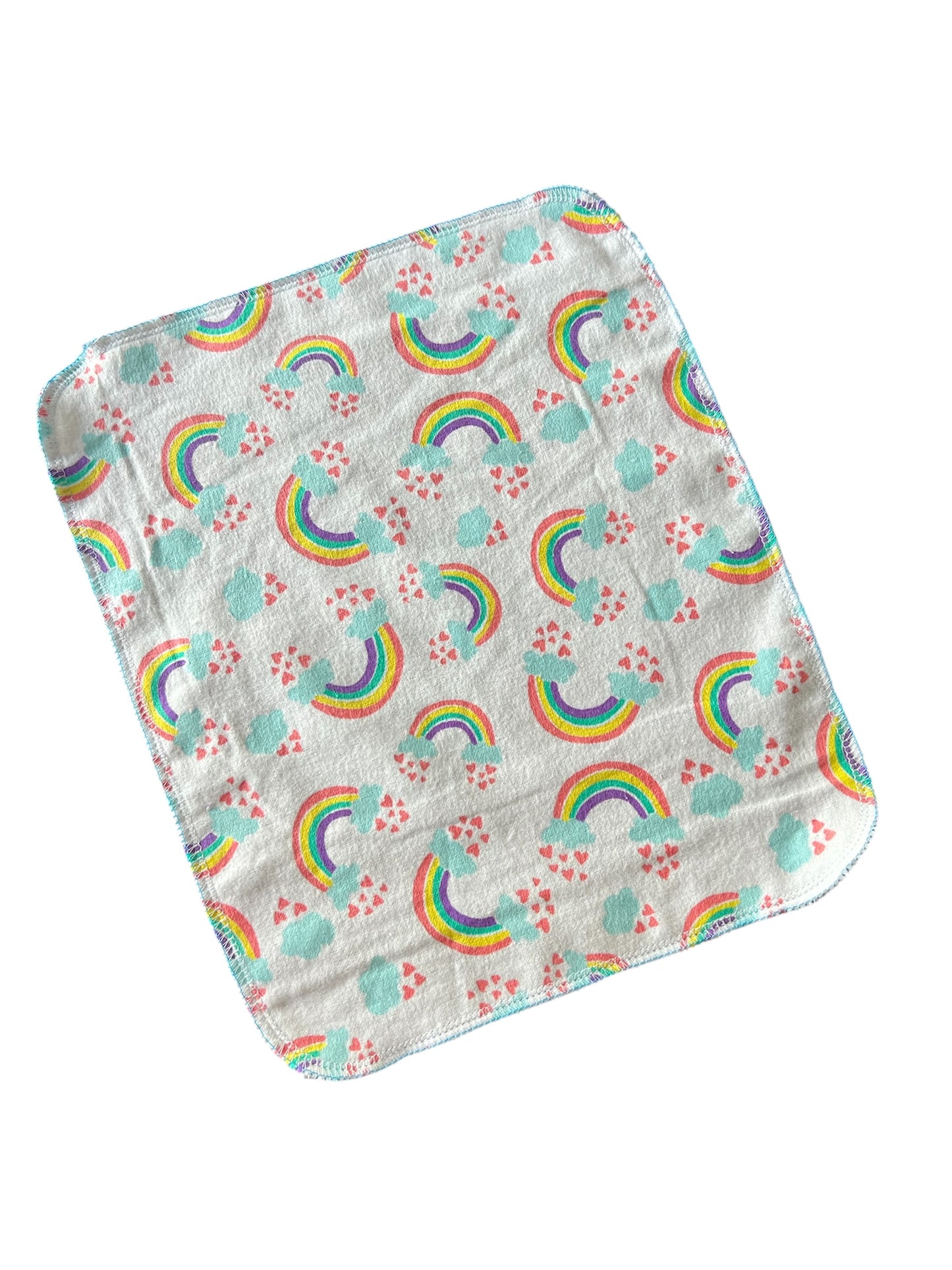 Rainbows & Hearts 1ply flannel reusable paper towel