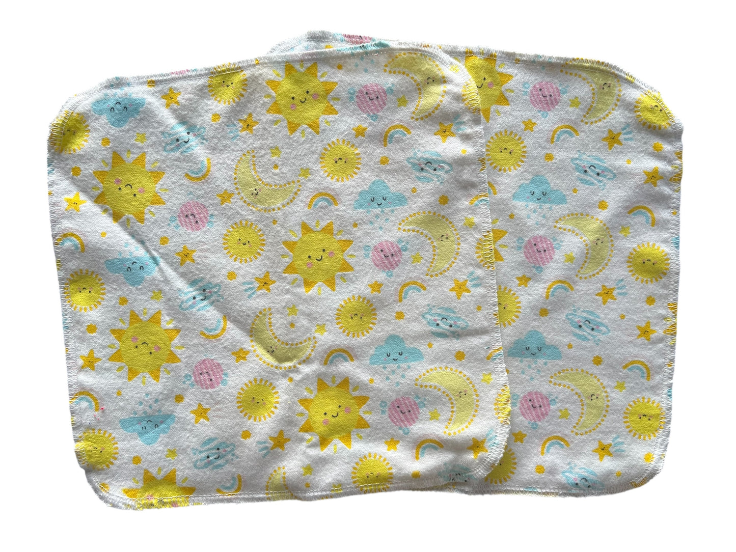 Set of 2 Happy Weather 9x9 2ply flannel cloth wipes