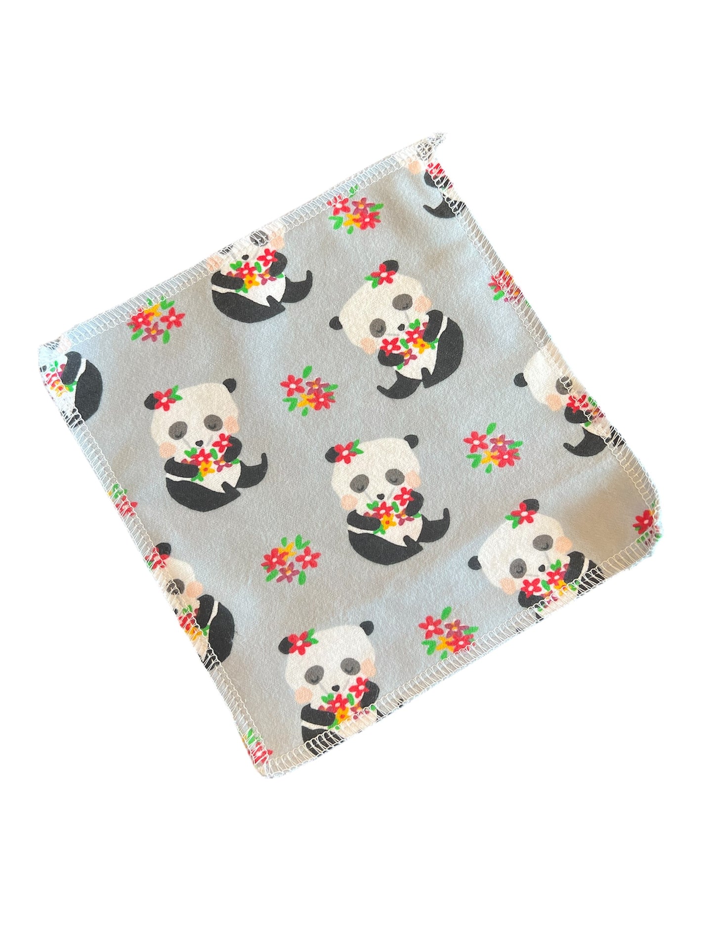 Floral Panda 2ply flannel cloth wipes