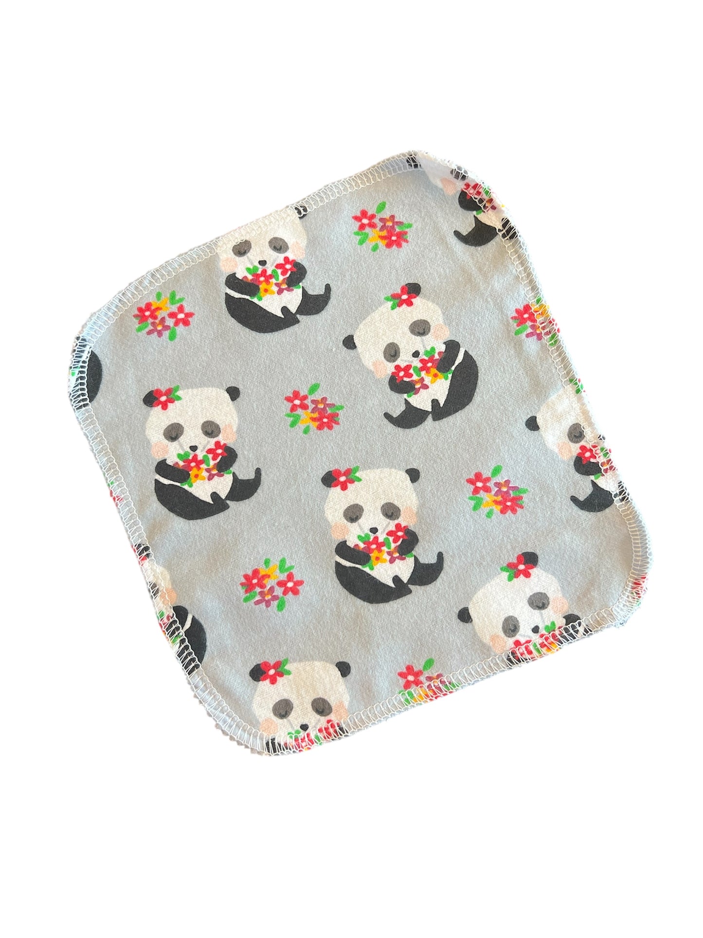 Floral Panda 1ply flannel cloth wipes