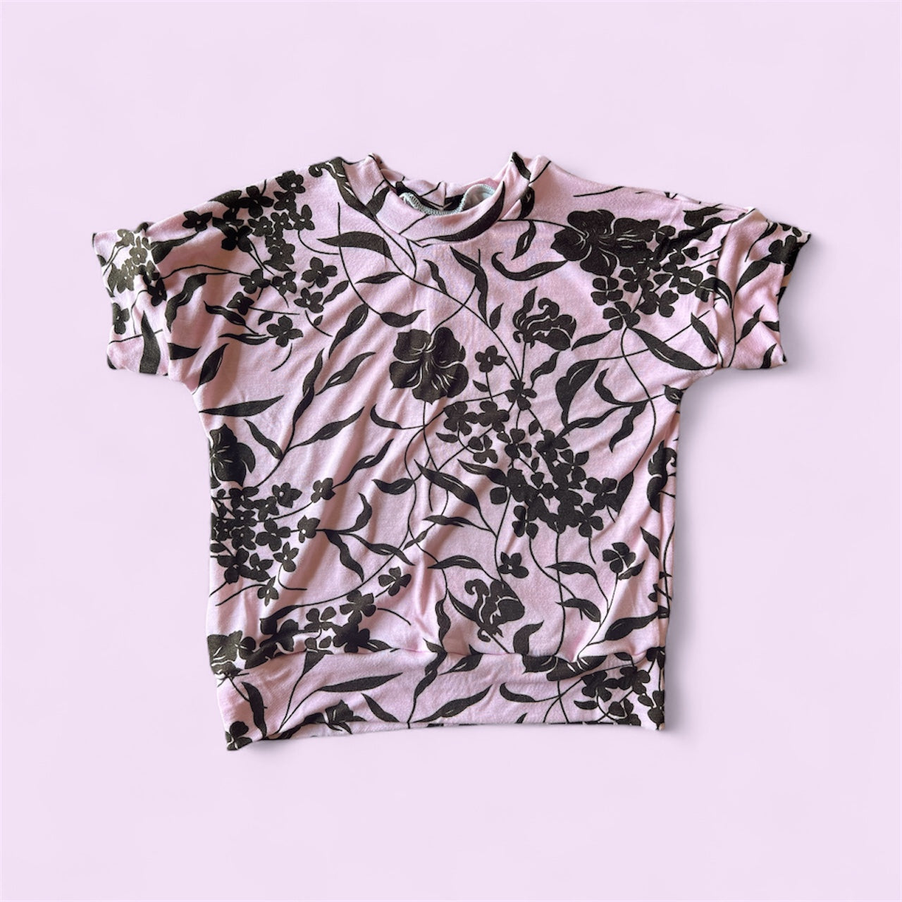 Brown & Pink Floral Grow with me 12m-3t Dolman shirt