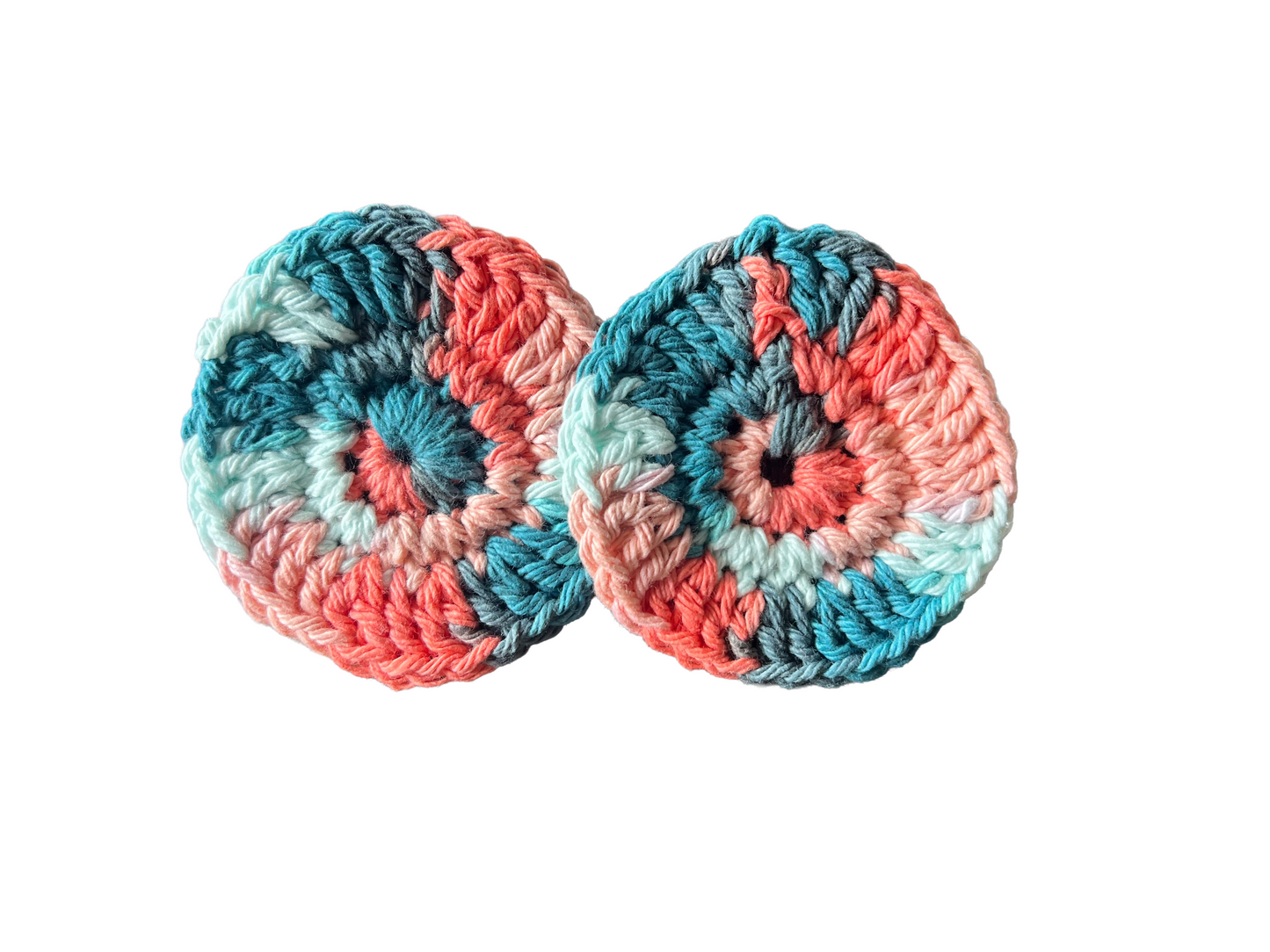 Set of Crochet cotton face Scrubbies Peach & Green