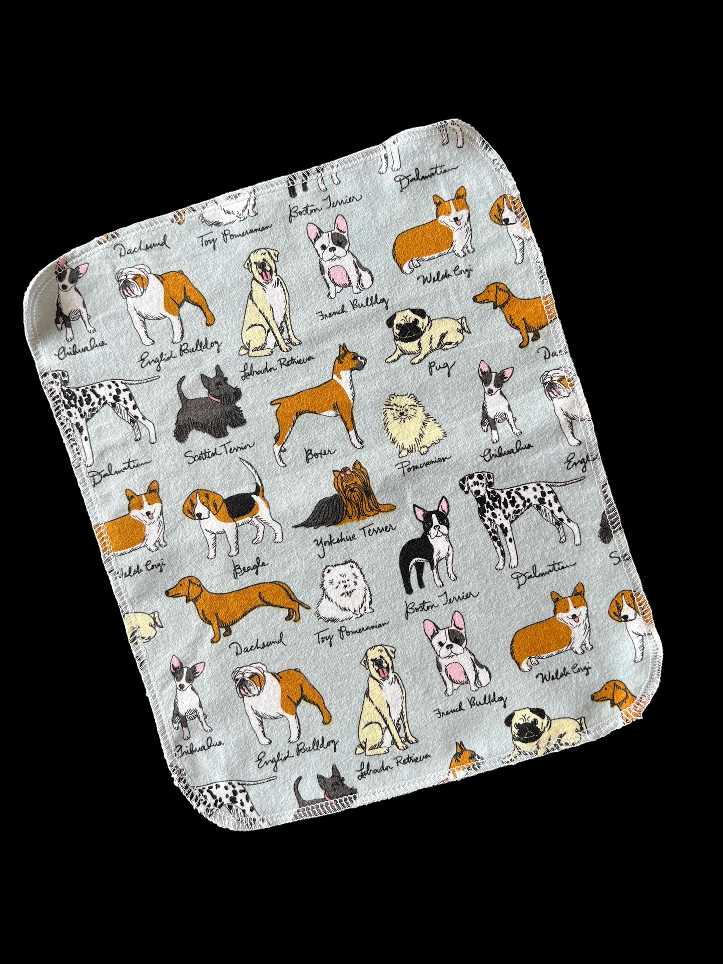 Dog Names 1ply flannel reusable paper towel