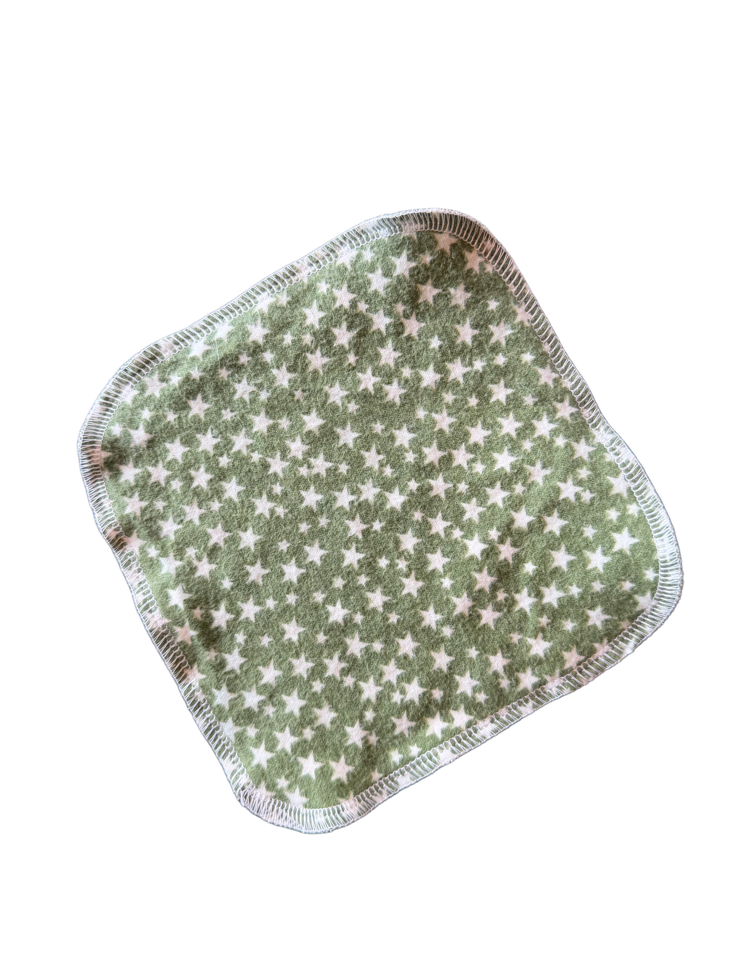 Stars on Green 2ply flannel cloth wipes